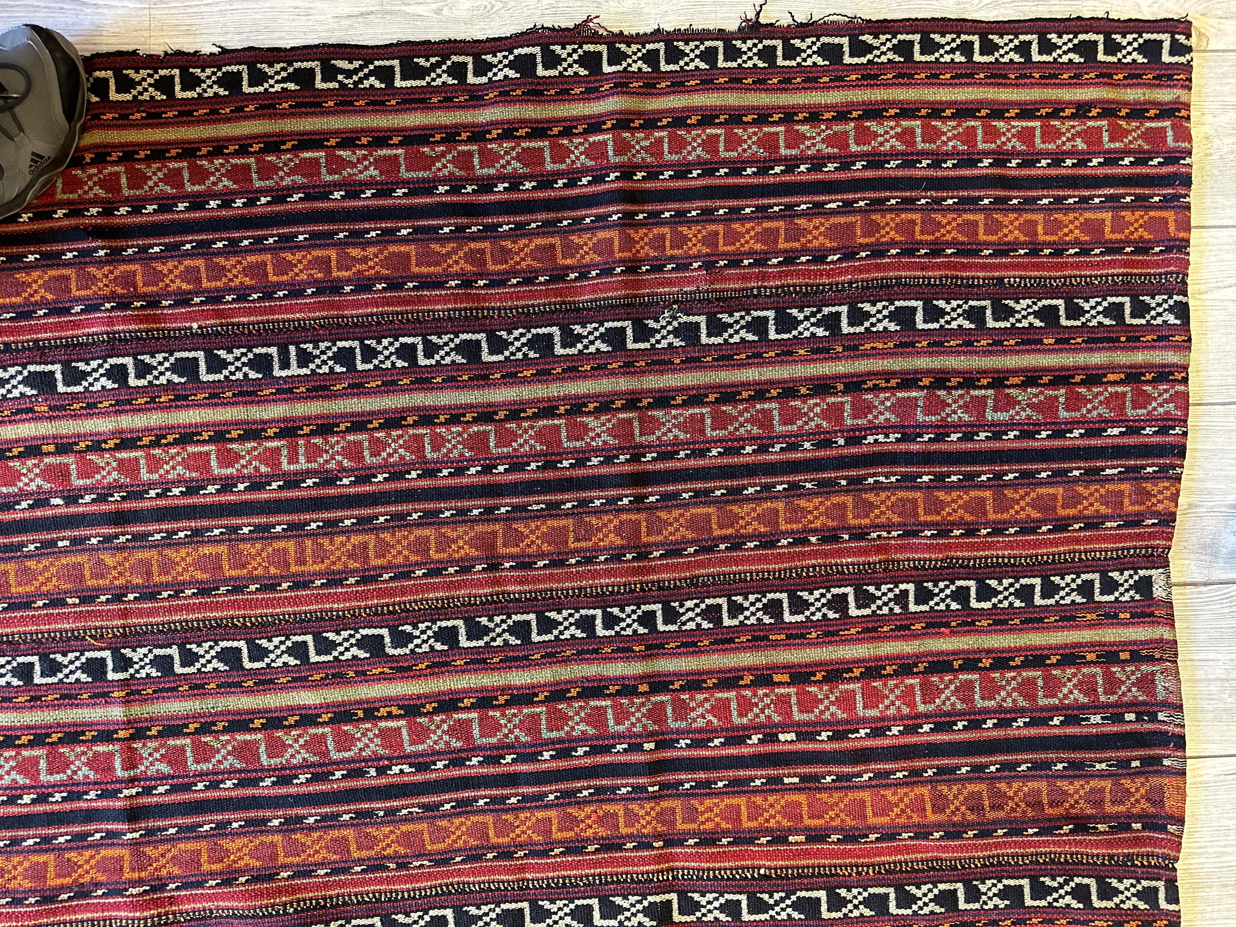 UNIQUE Antique Square Azerbijani Shahsavan Jajim Rug 6’4” x 6’8” by Rugistan - product image 9 for Resin Society