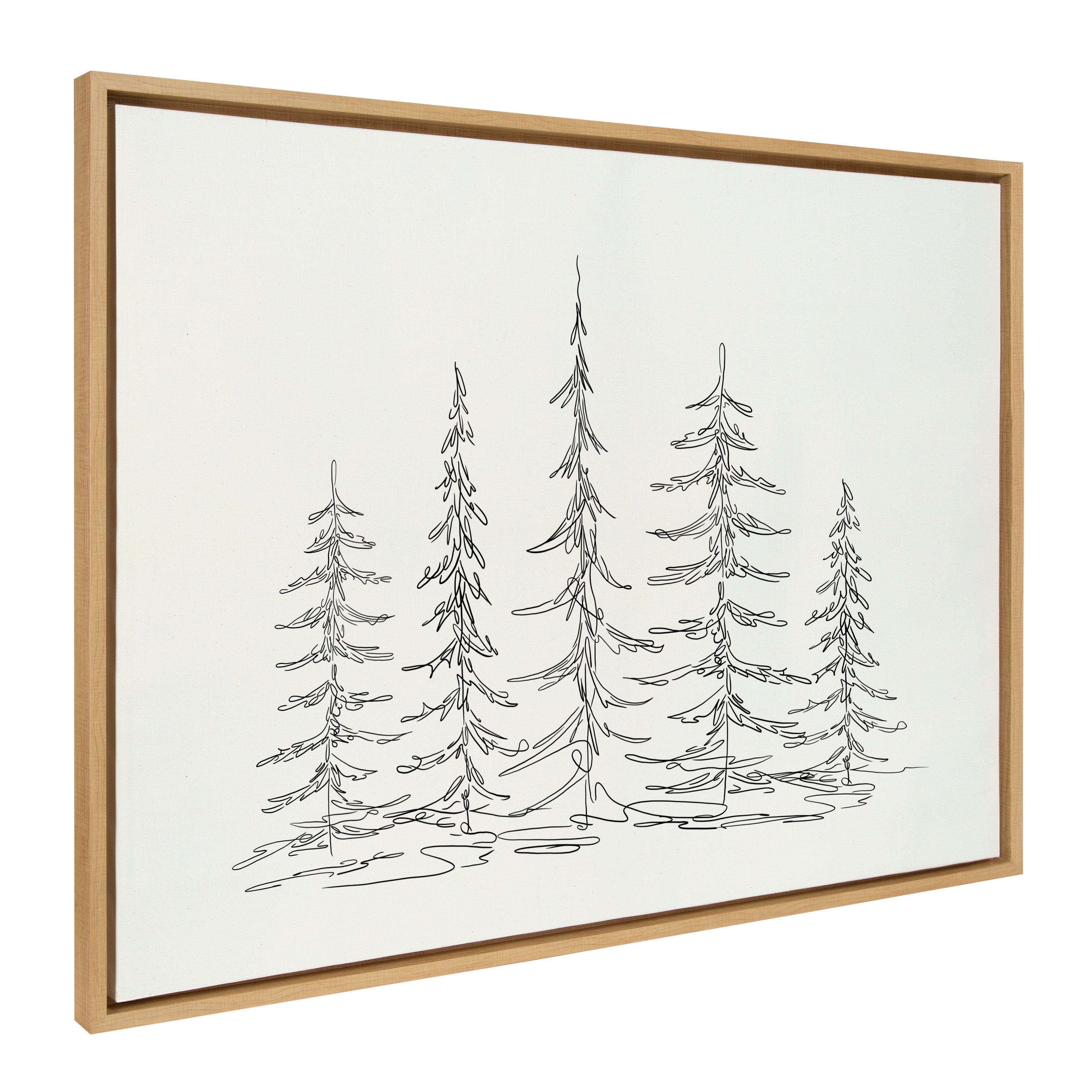 Sylvie Minimalist Evergreen Trees Sketch Framed Canvas by kateandlaurel - product image 16 for Resin Society