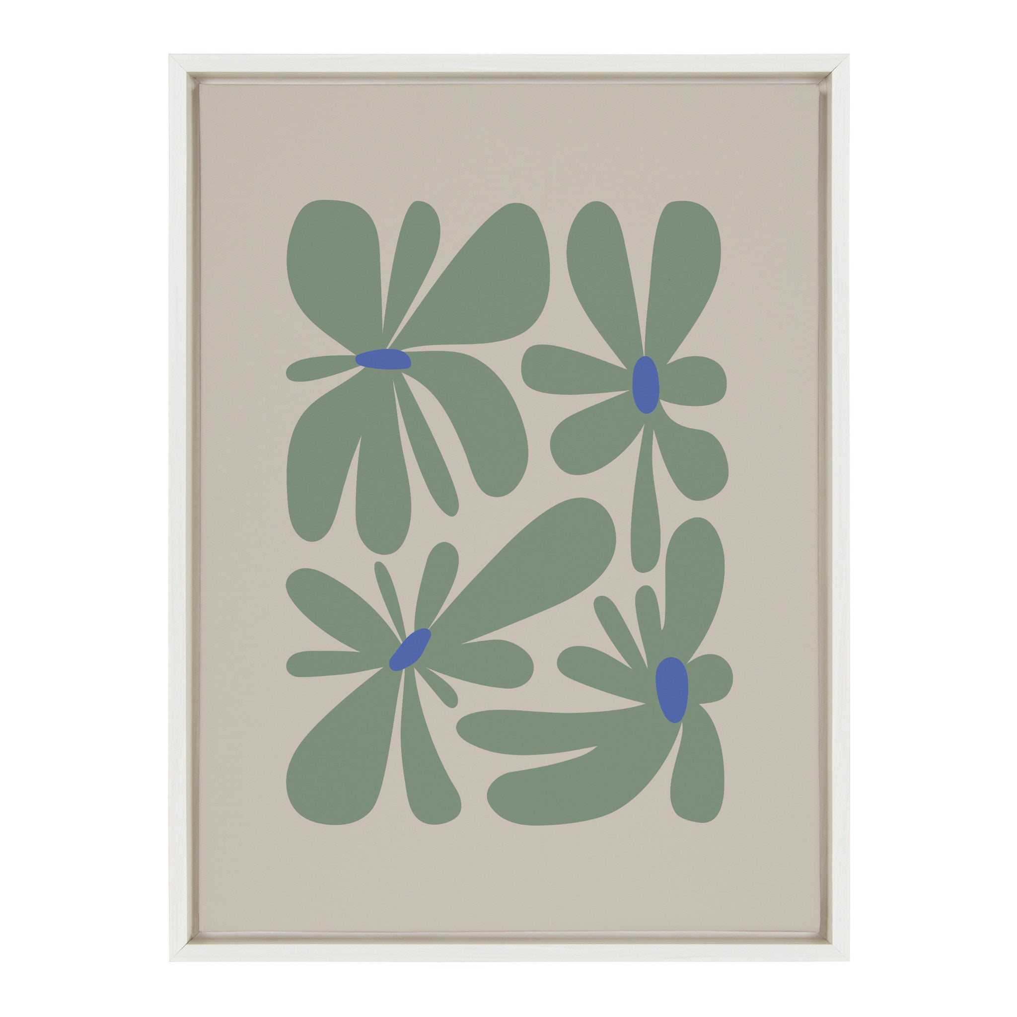 Sylvie Colorful Abstract Retro Floral Groovy Green Framed Canvas by kateandlaurel - product image 2 for Resin Society