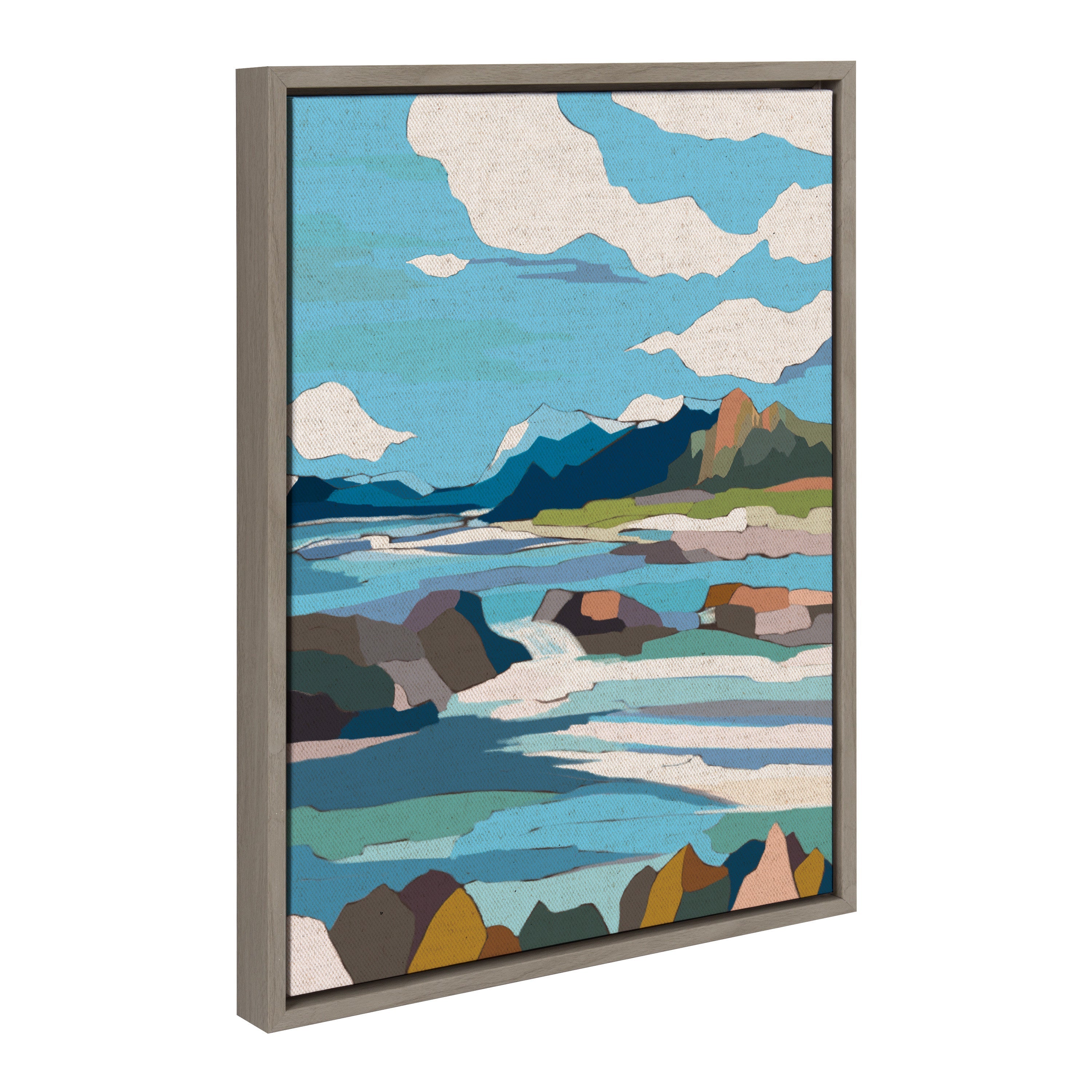 Sylvie Brienz framed floating canvas art by Nikita Jariwala showing nature-inspired imagery in a minimalist lightweight frame