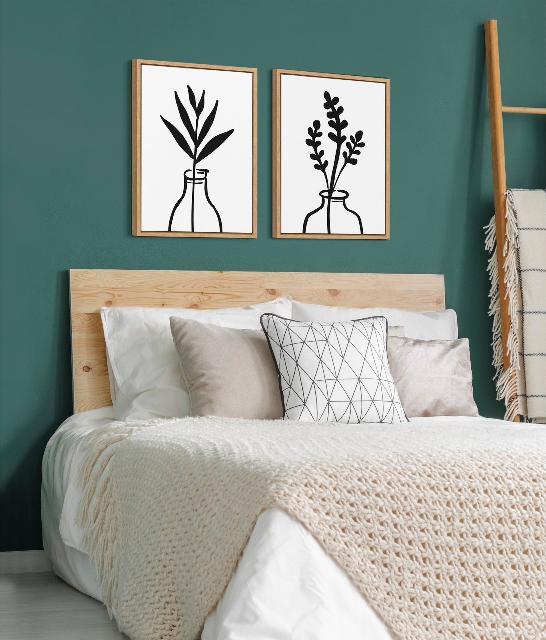 Sylvie Modern Botanical Vase Framed Canvas Set by The Creative Bunch by kateandlaurel - product image 8 for Resin Society