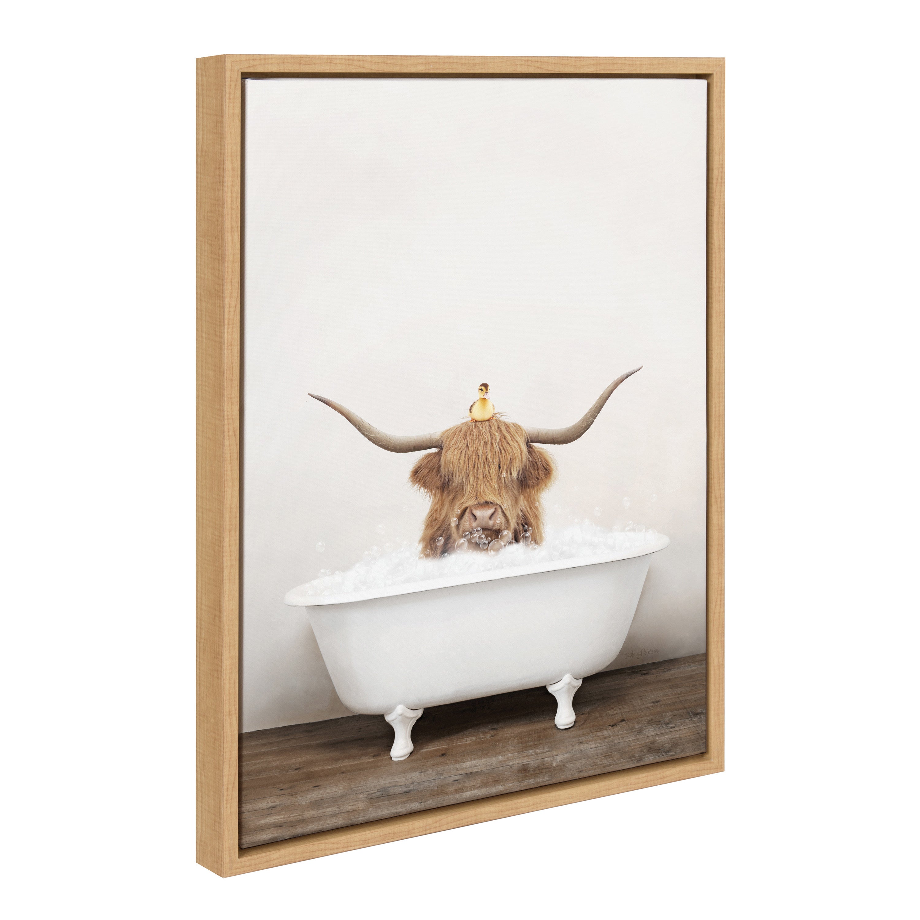 Sylvie Highland Cow and Duckling in Rustic Bath Framed Canvas by kateandlaurel - product image 19 for Resin Society