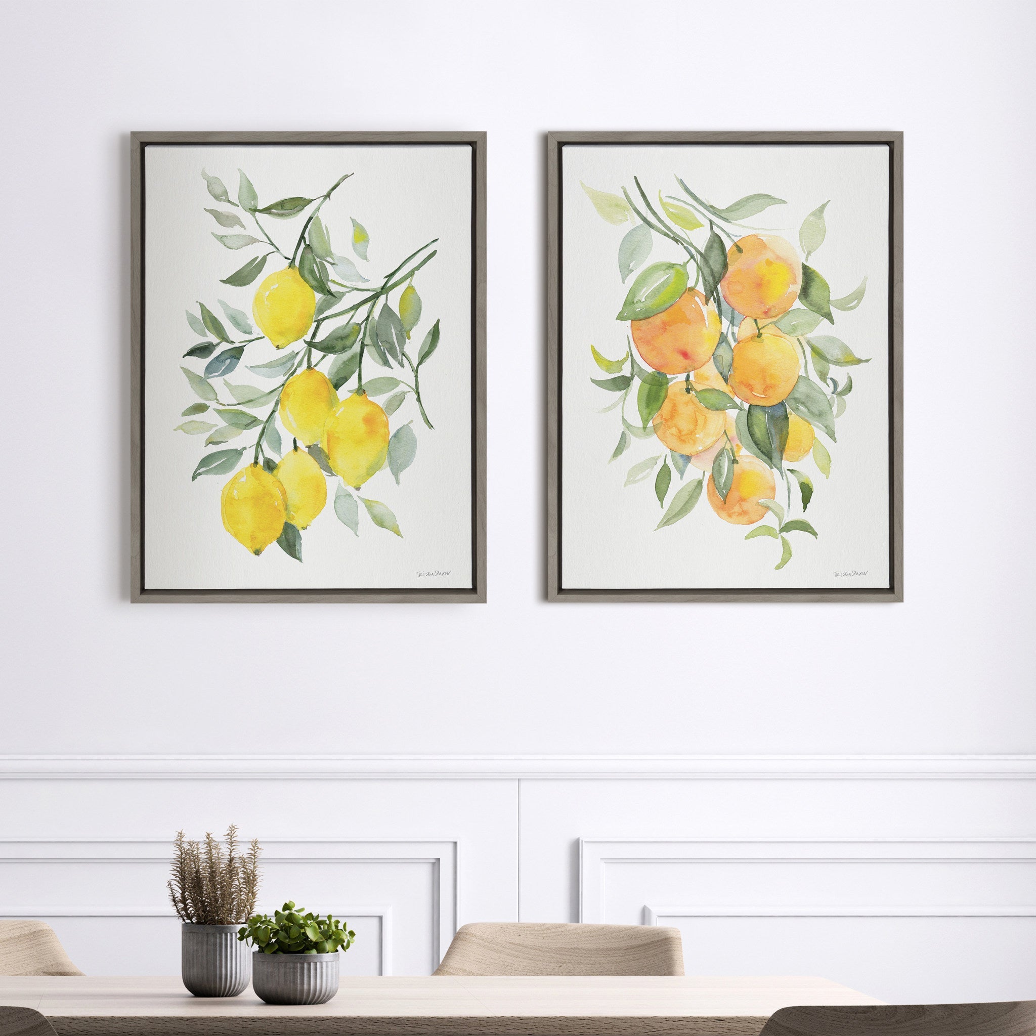 Sylvie Orange Citrus and Lemon Citrus Framed Canvas Art Set by Patricia Shaw