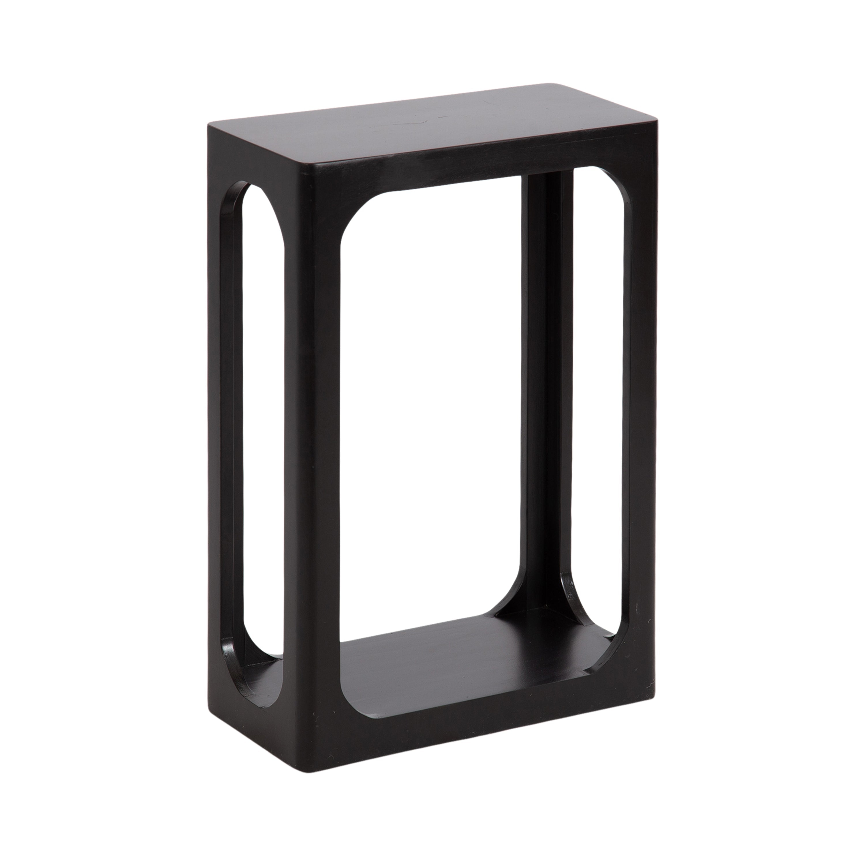Dahl Wood Slim Side Table in natural finish showing slatted wooden risers and rectangular negative space openings