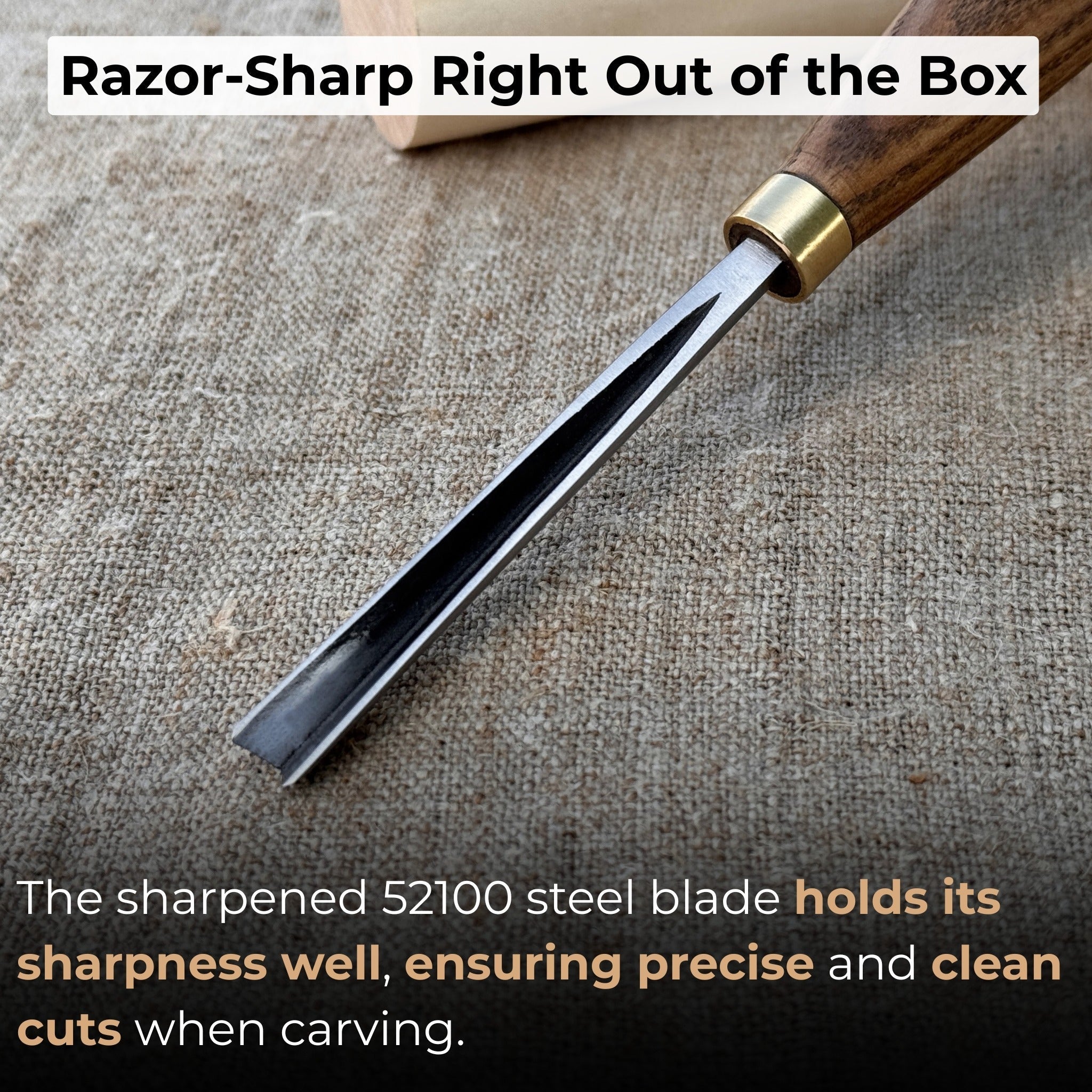 V-Parting Chisel 60 Degree with 6 mm blade and wooden handle by Sharky Forged Steel Tools