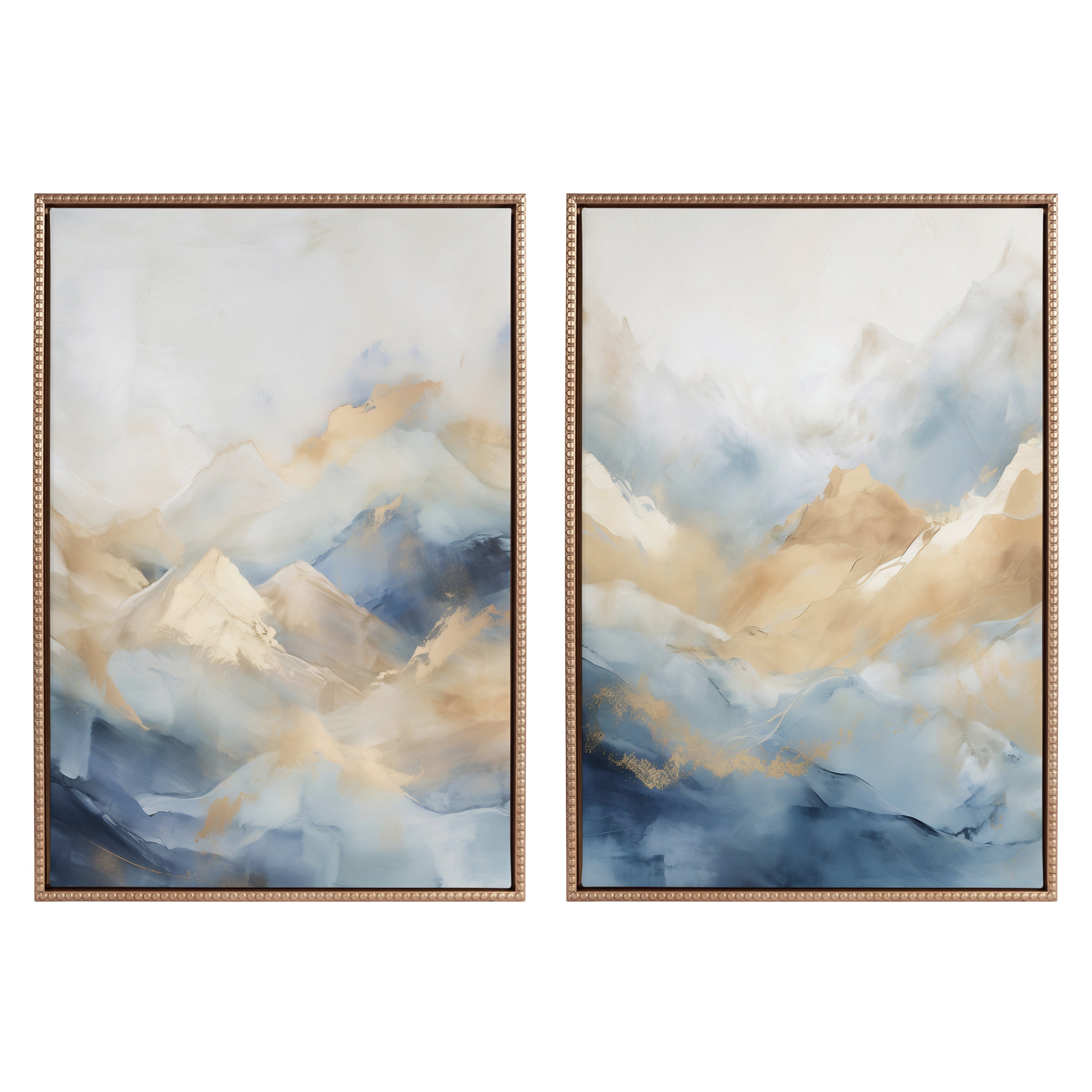 Sylvie Beaded Blue Mountains I and II Framed Canvas Art Set by Amy Lighthall
