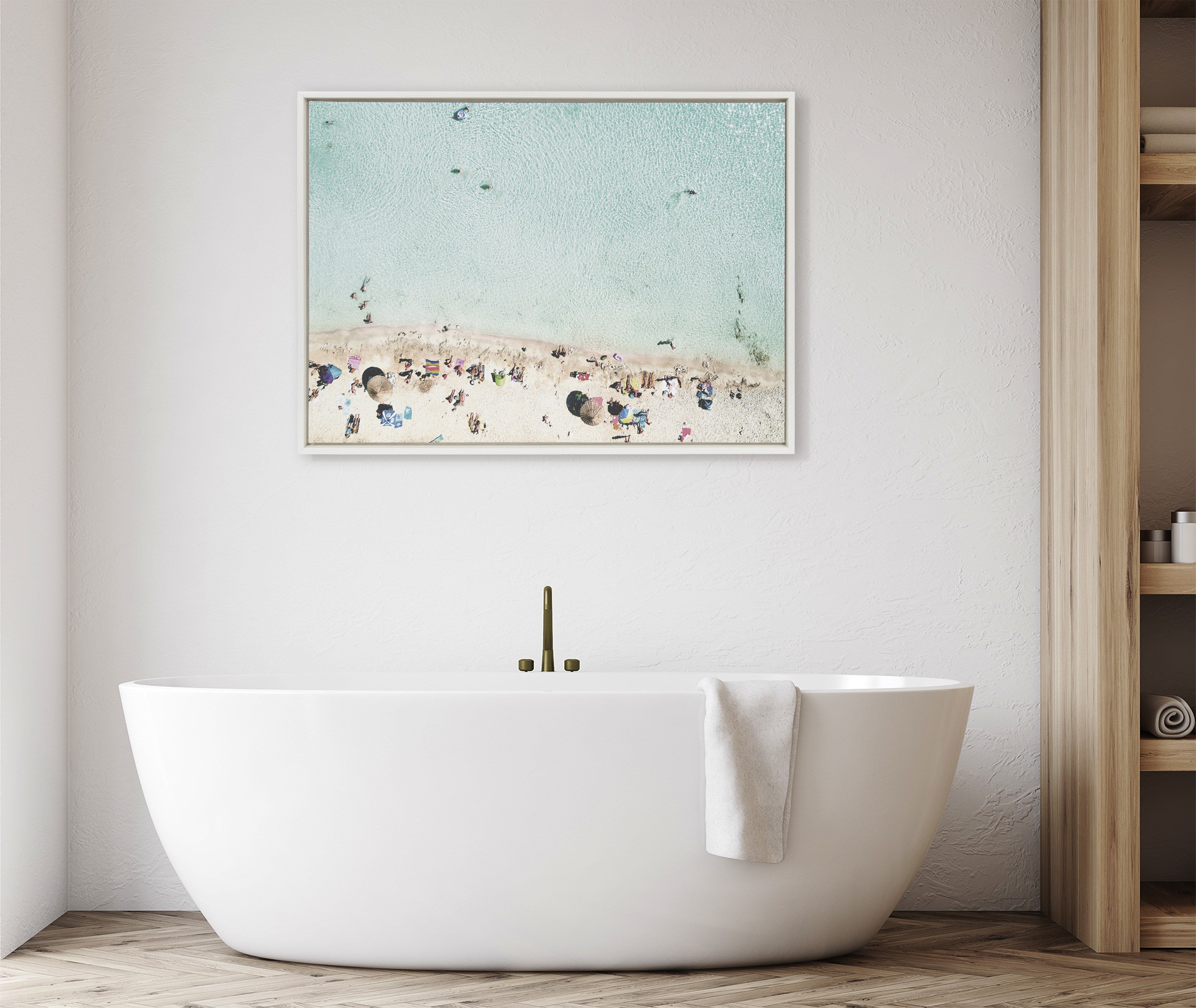 Sylvie Turquoise Beach from Above Framed Canvas by kateandlaurel - product image 12 for Resin Society