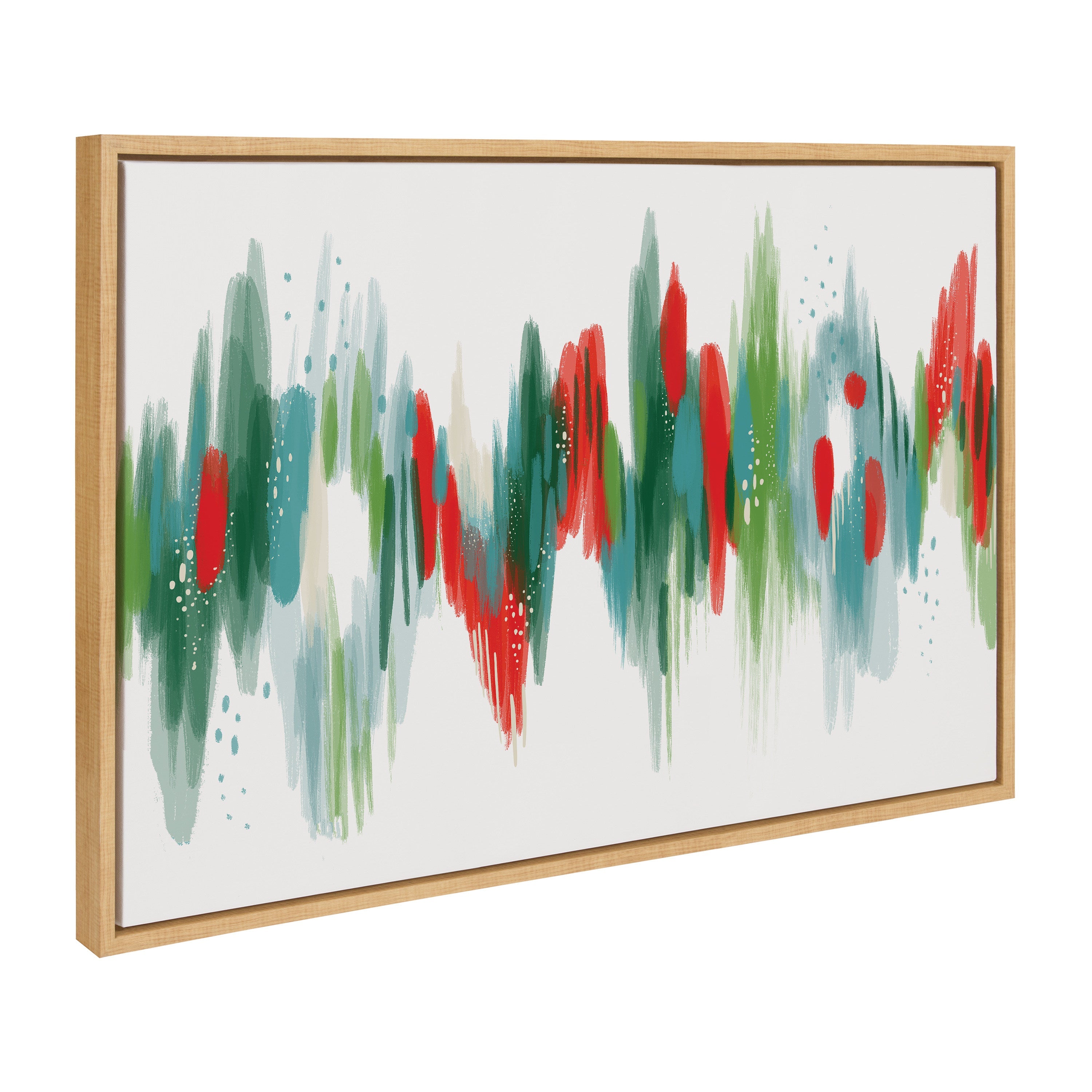 Sylvie EV Christmas Brush 1 framed canvas art by Jessi Raulet featuring abstract red and green brush splatters