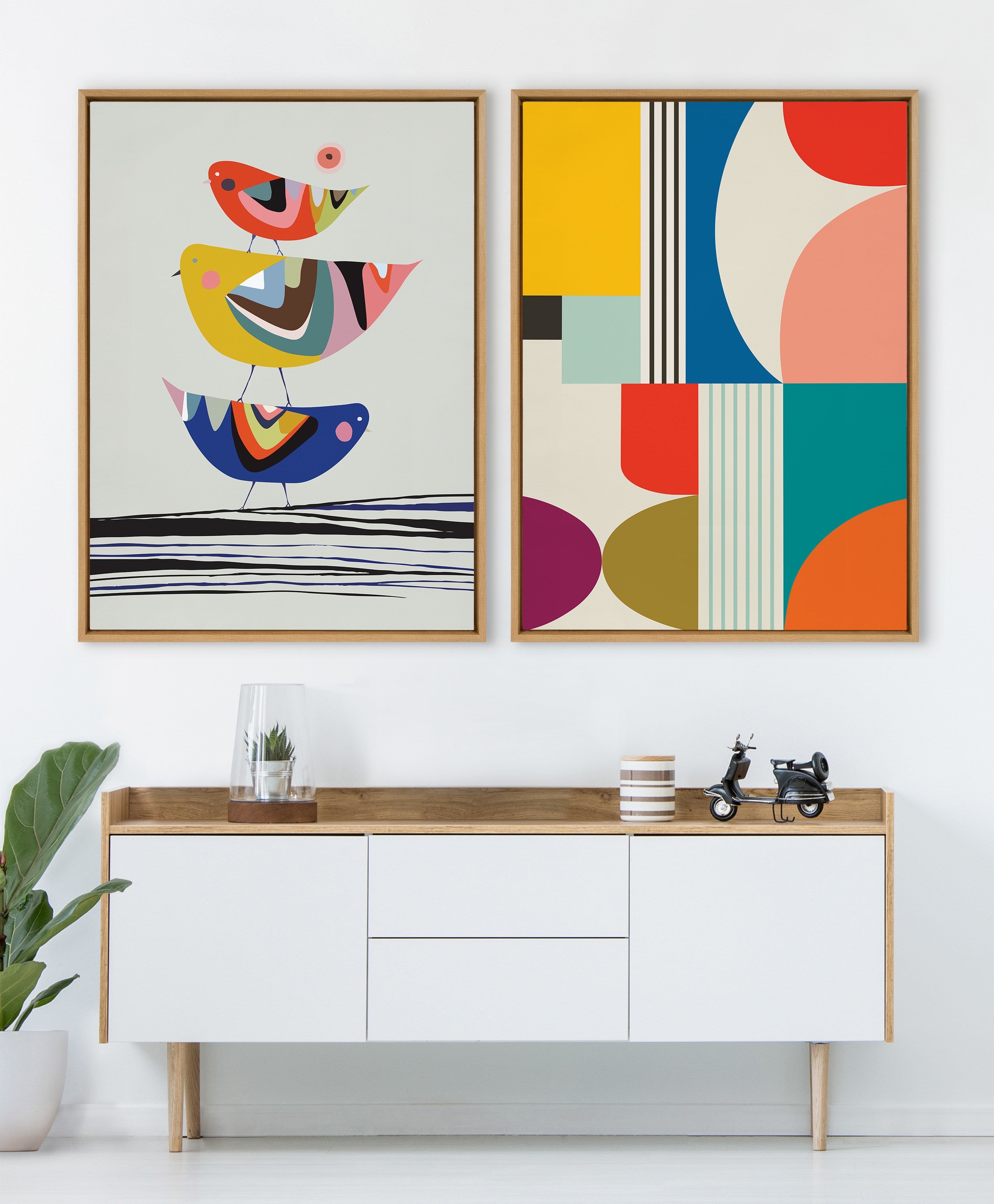 Sylvie Mid Century Modern Pattern Framed Canvas by kateandlaurel - product image 5 for Resin Society
