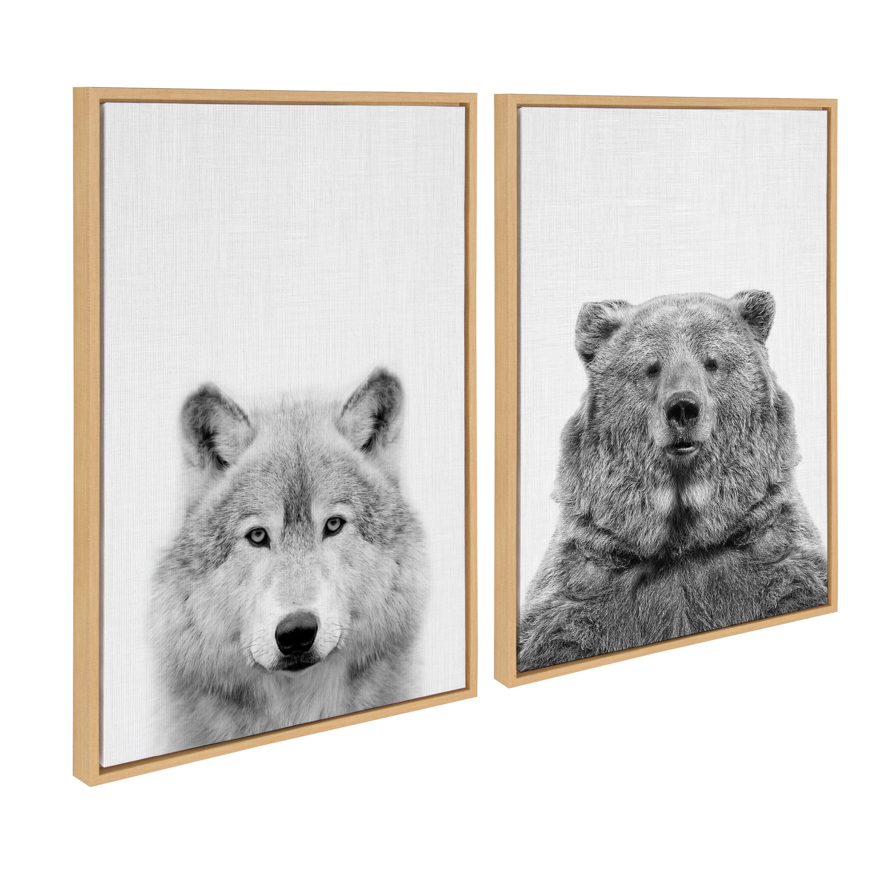 Sylvie Wolf and Bear European Framed Canvas Art Set by Simon Te of Tai Prints