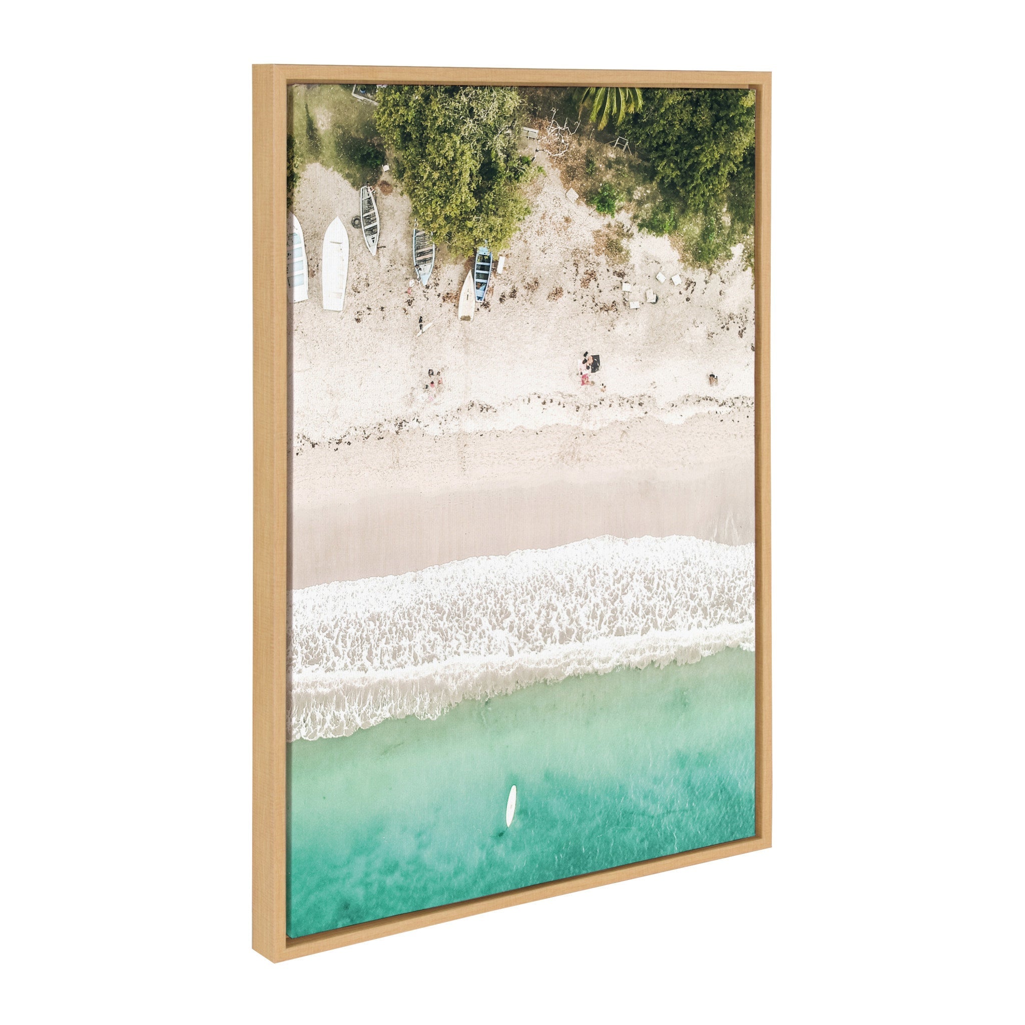 Sylvie Tropical Beach From Above Framed Canvas by Amy Peterson by kateandlaurel - main product image for Resin Society