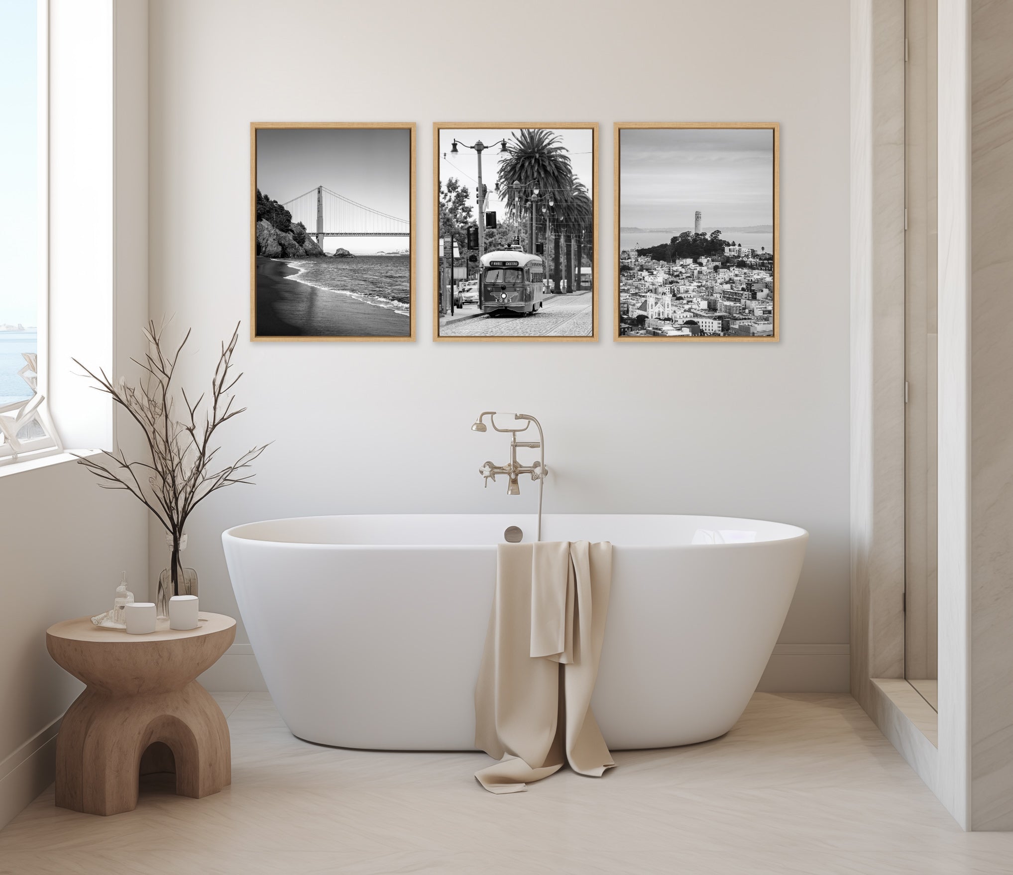 Sylvie San Francisco Black and White Framed Canvas Art Set by Crystal Lynn Collins