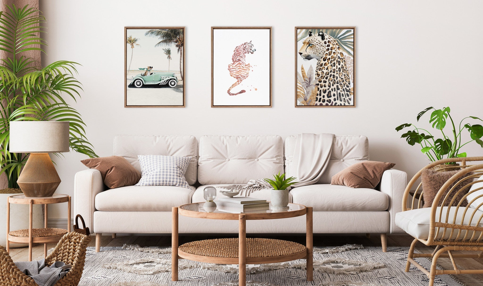 Sylvie Beaded Boho Tiger Framed Canvas by Viola Kreczmer