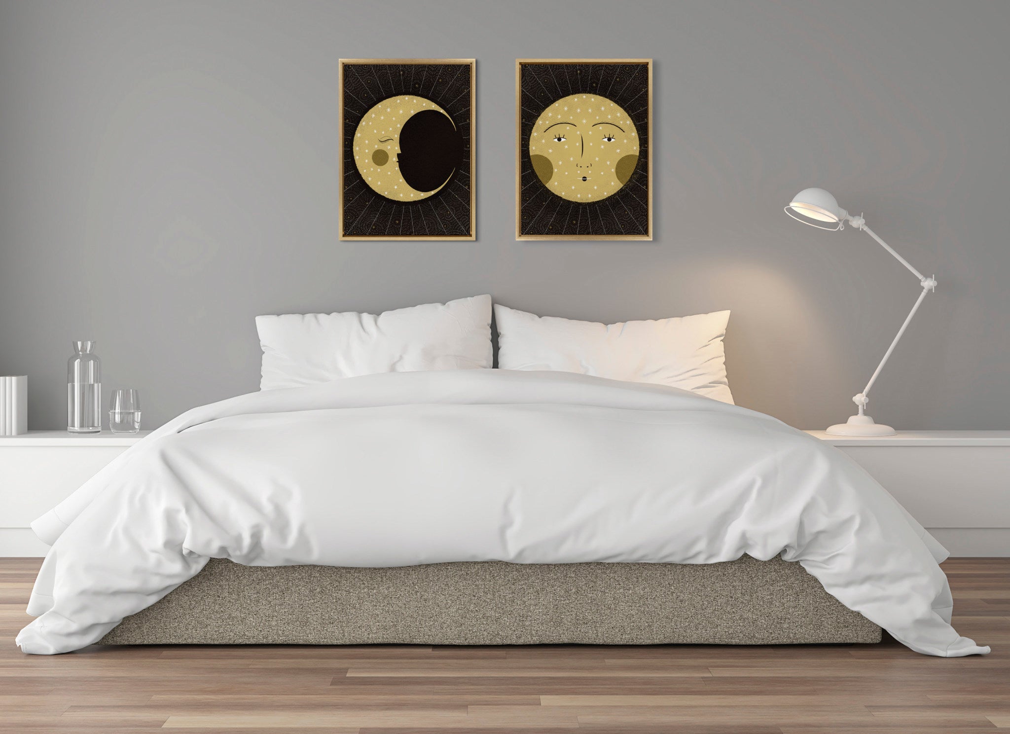 Sylvie Moon Print and Sun Print Framed Canvas Set by kateandlaurel - product image 5 for Resin Society