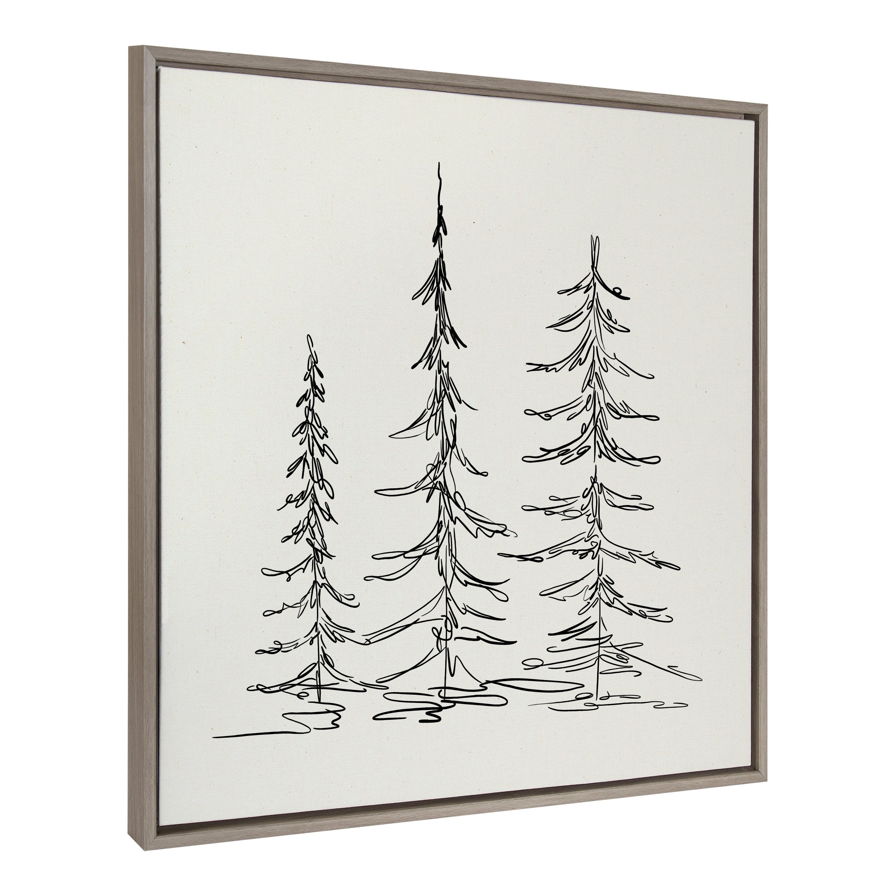 Sylvie Minimalist Evergreen Trees Sketch Framed Canvas