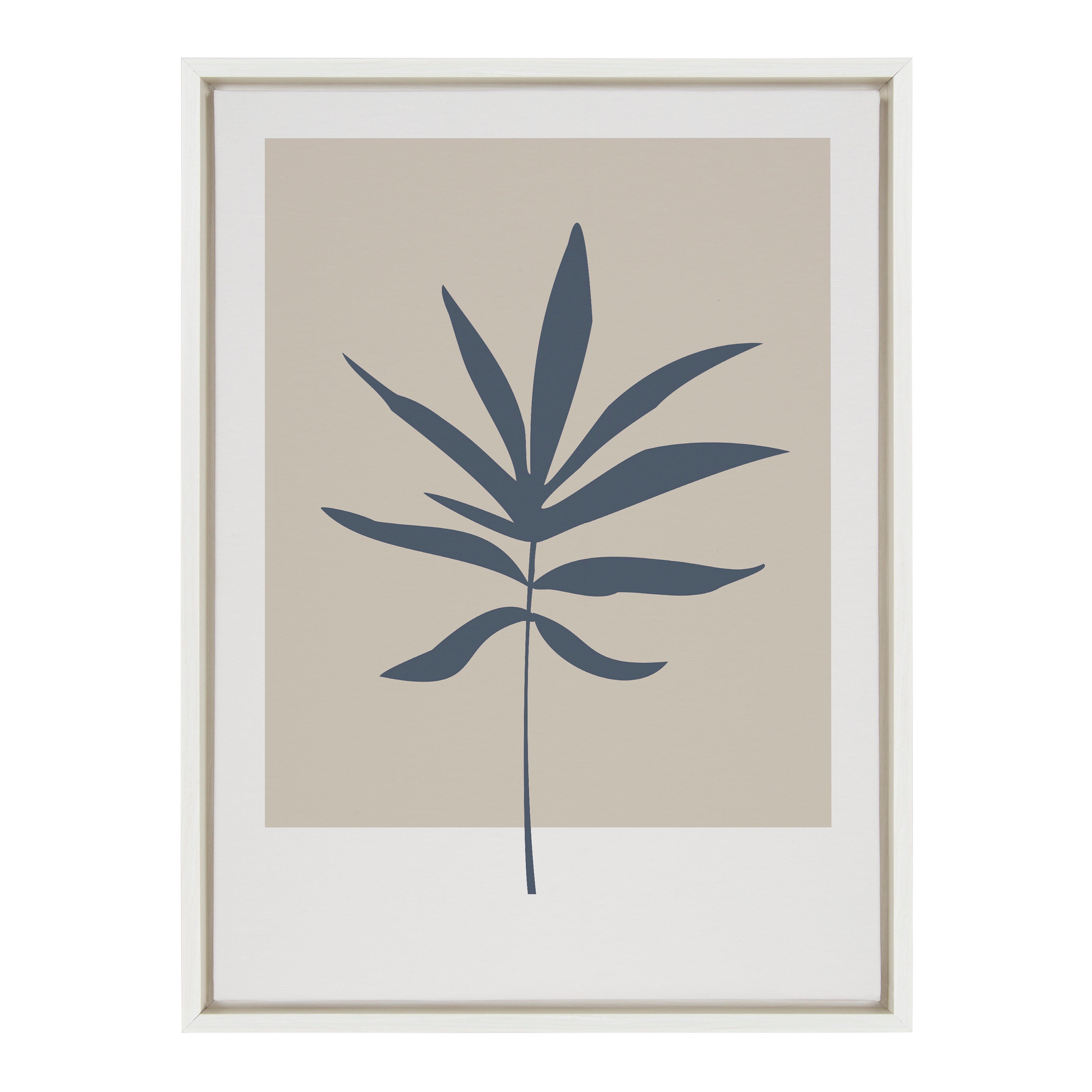 Sylvie Muted Tan and Blue Colorblock Botanical Leaf Framed Canvas by kateandlaurel - product image 8 for Resin Society