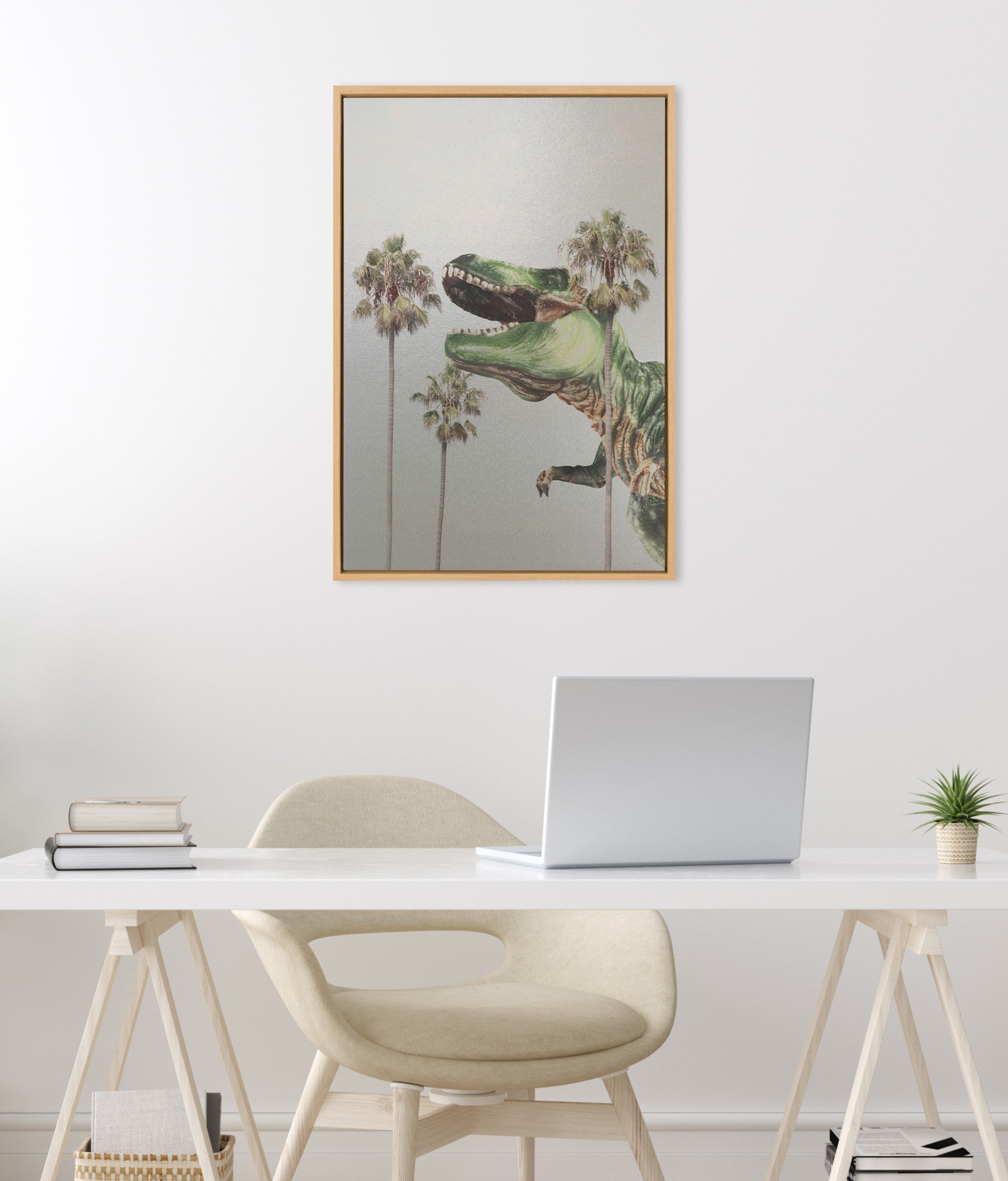 Sylvie Dinosaur Framed Canvas by July Art Prints