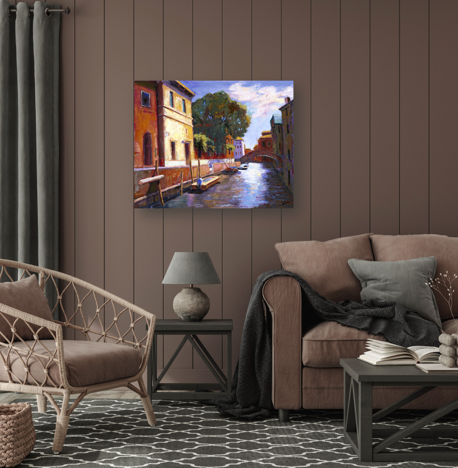 Venice Canal Artist Enhanced Canvas Print