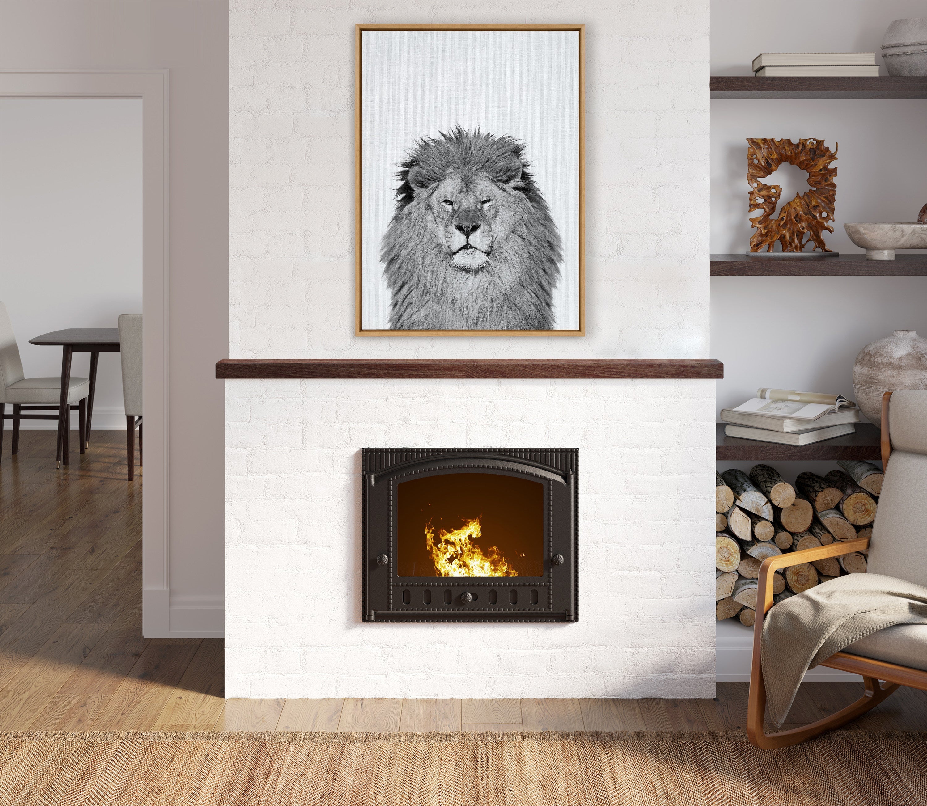 Sylvie Lion Framed Canvas by Simon Te Tai by kateandlaurel - product image 9 for Resin Society