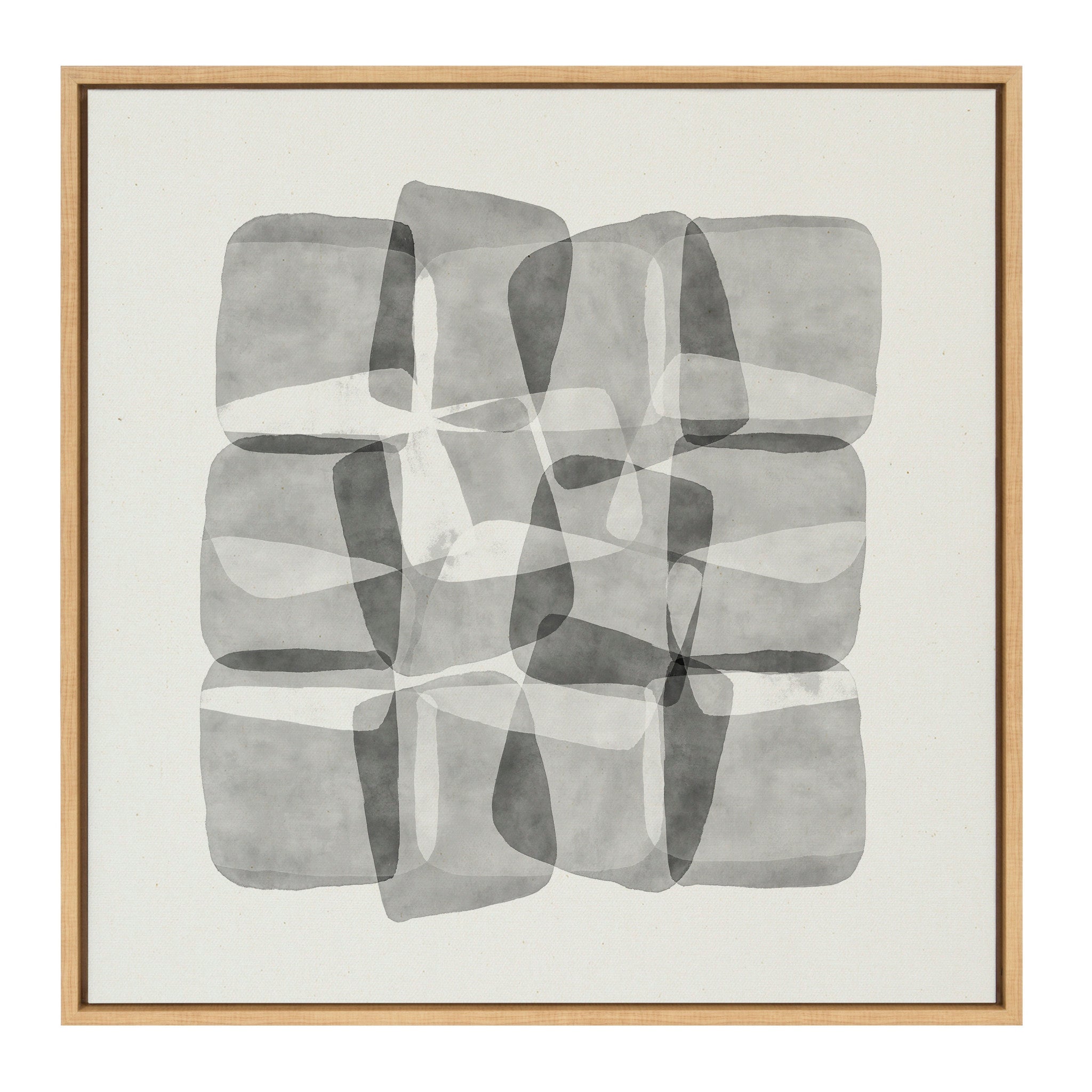 Sylvie Neutral Mod Abstraction Black and White Framed Canvas by kateandlaurel - main product image for Resin Society