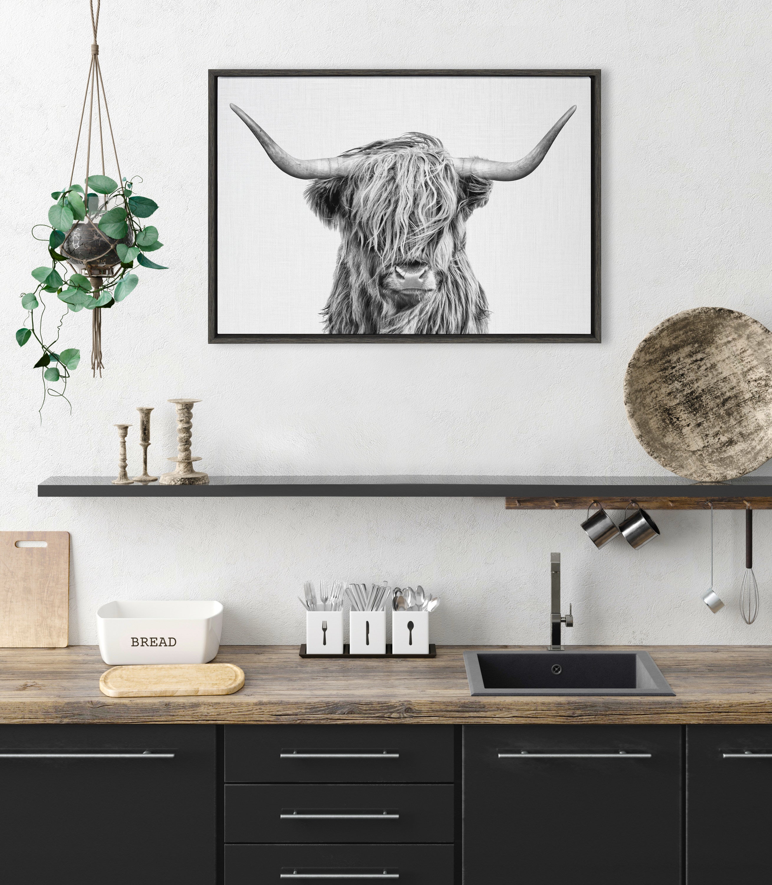 Sylvie Highland Cow 2 Framed Canvas by kateandlaurel - product image 11 for Resin Society