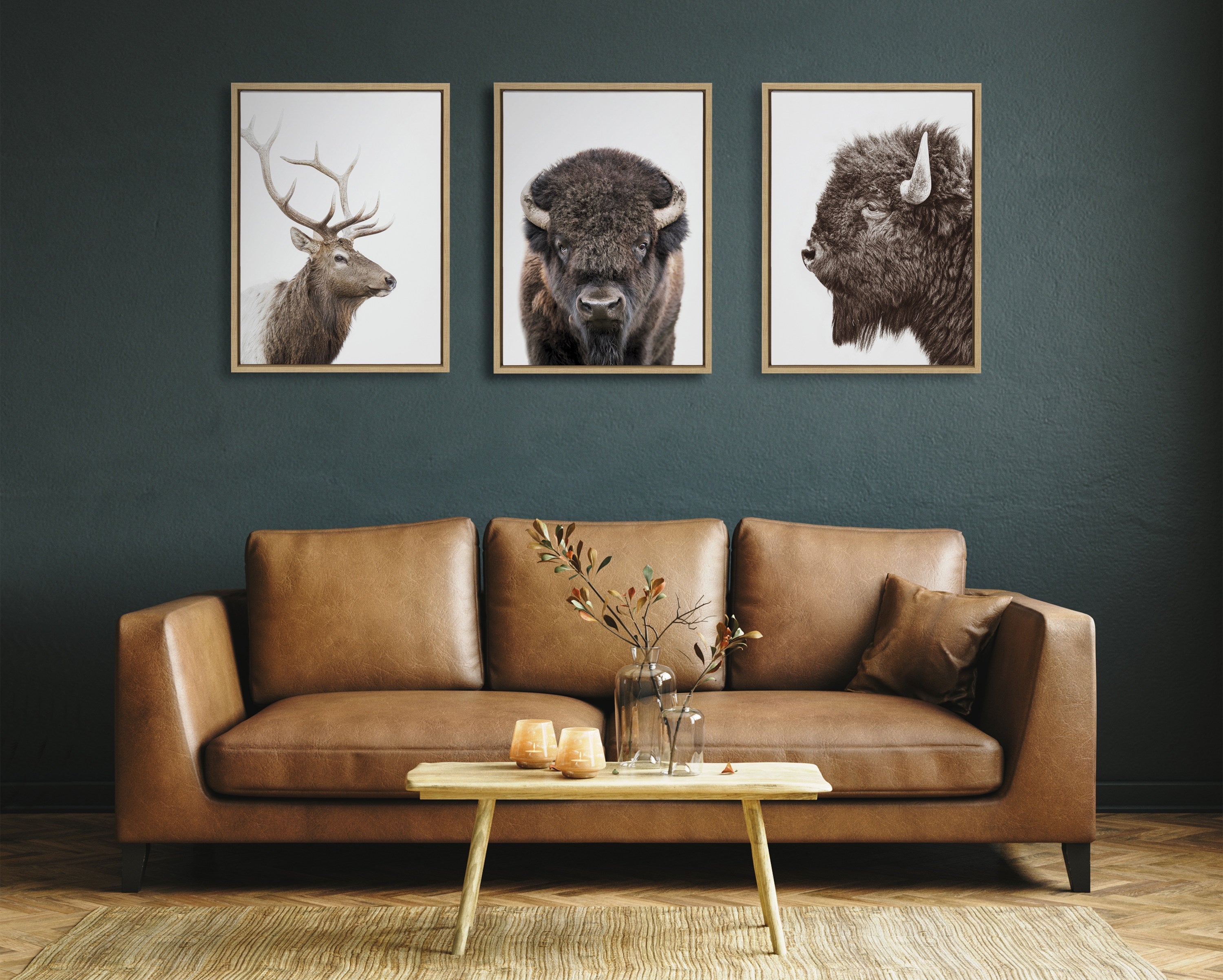 Sylvie Stag Profile Framed Canvas by Amy Peterson Art Studio