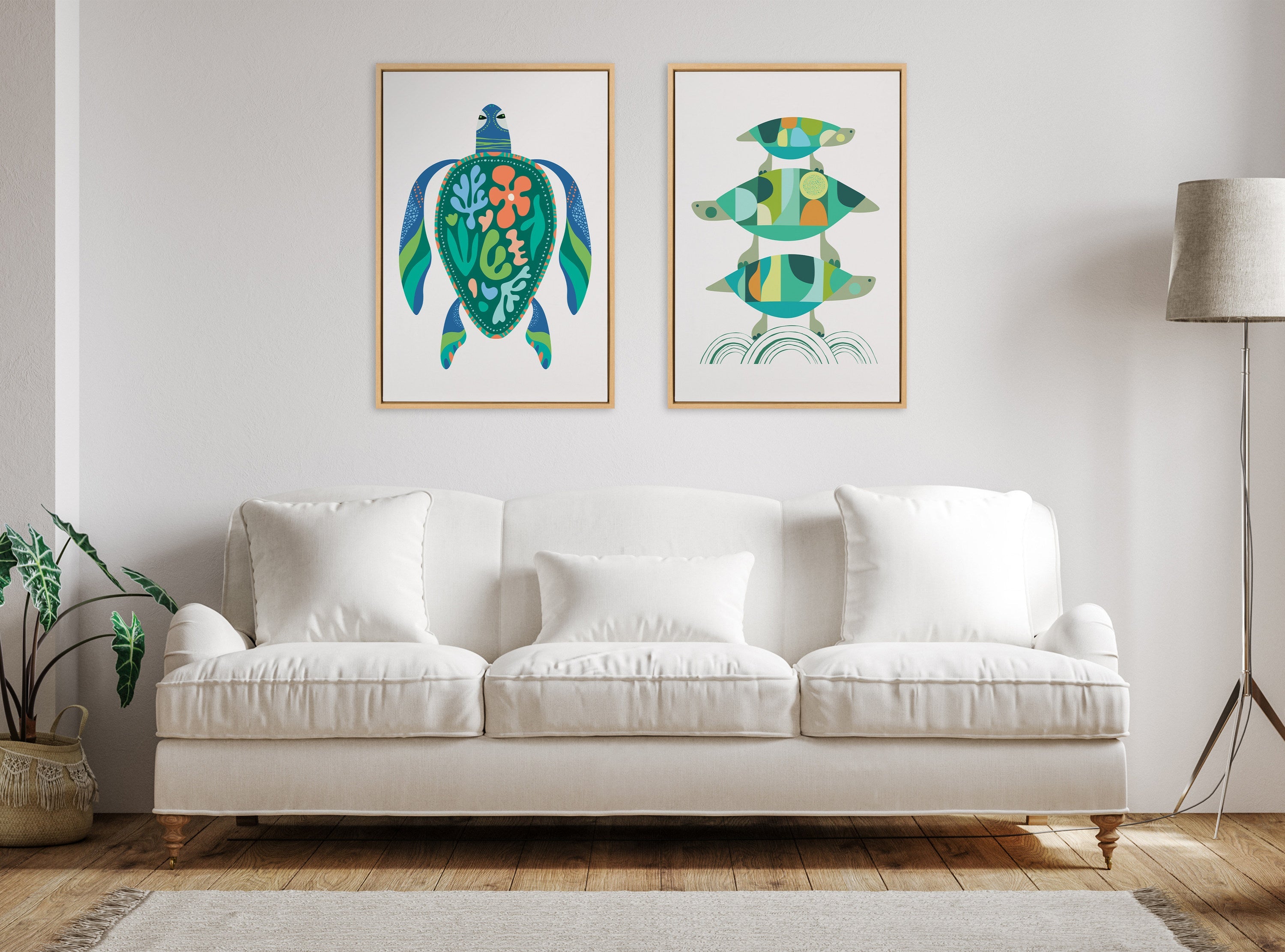 Sylvie Turtle Family Framed Canvas by Rachel Lee of My Dream Wall