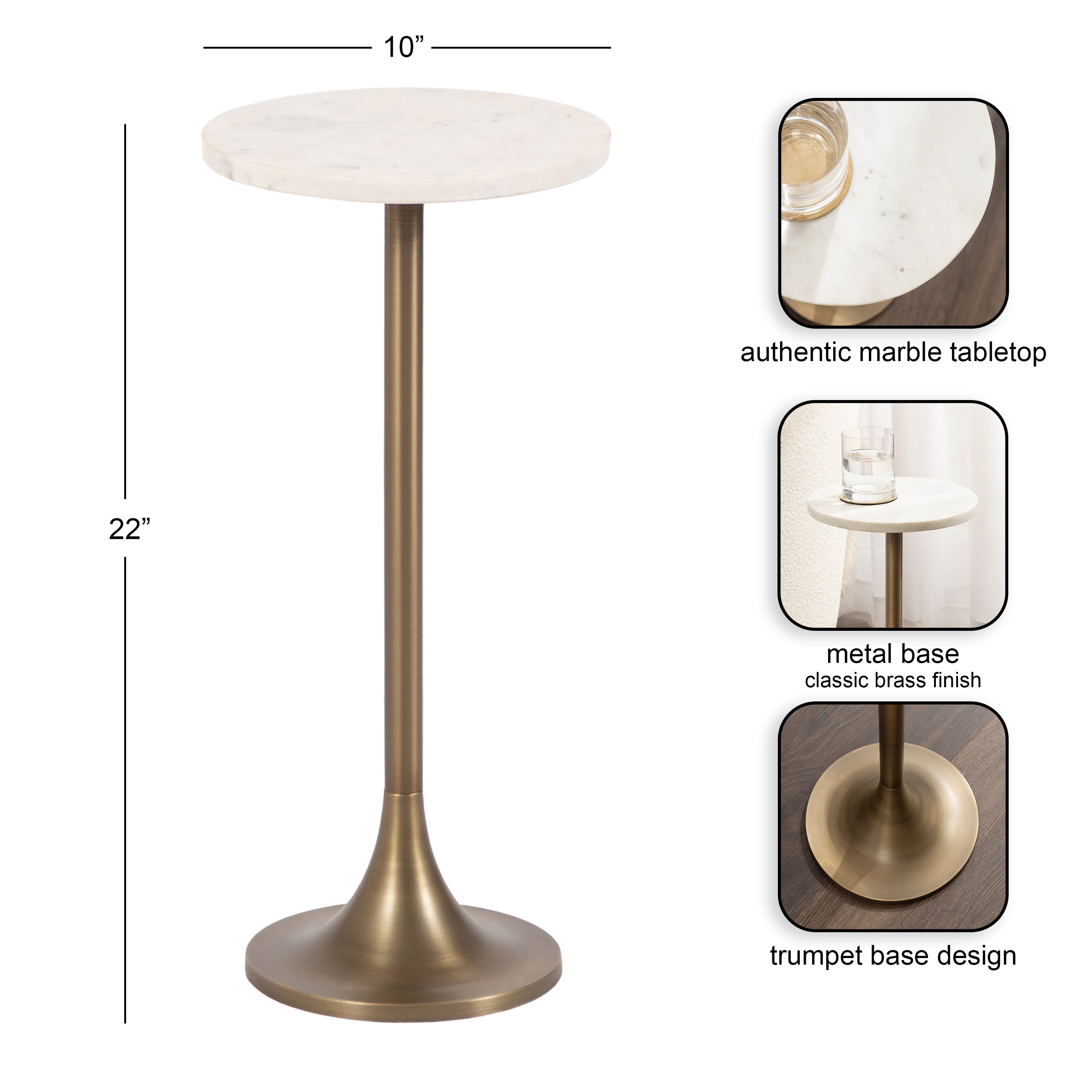 Baronet Round Marble and Metal Table