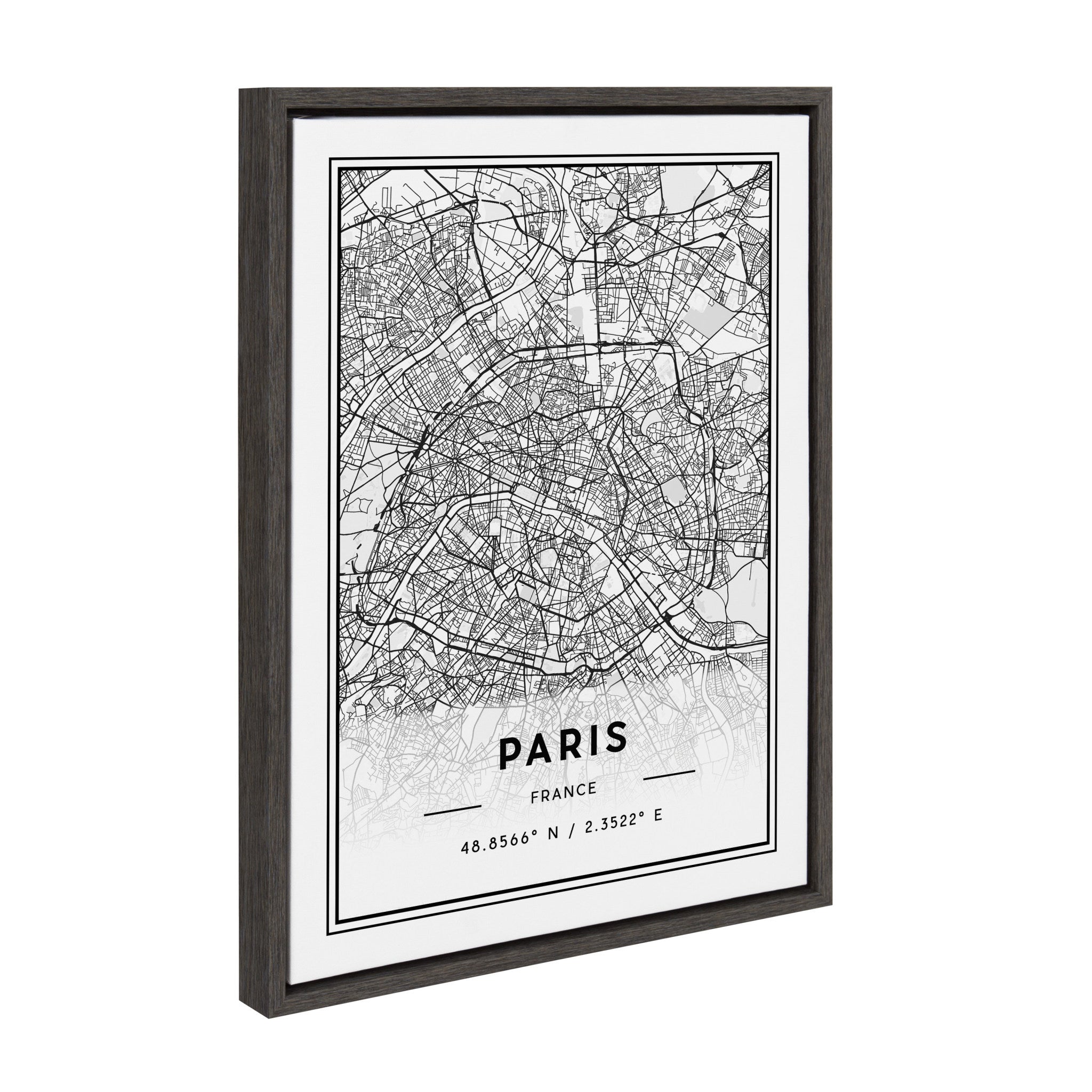 Sylvie Paris Modern Map Framed Canvas by kateandlaurel - product image 2 for Resin Society