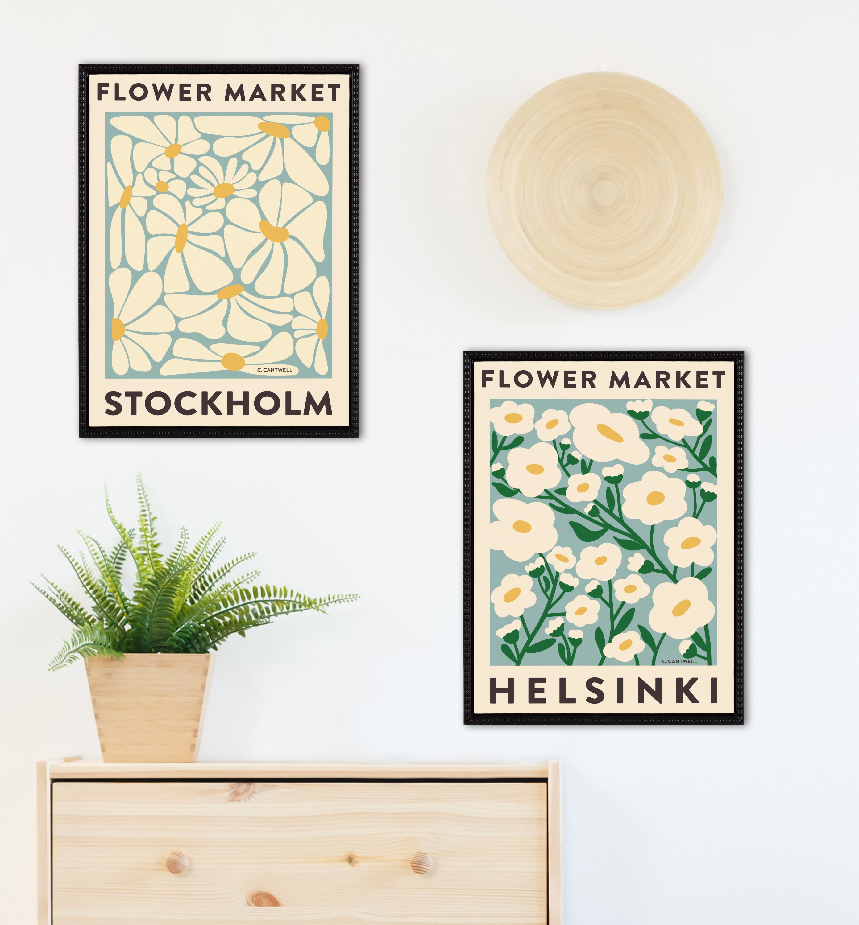 Sylvie Flower Market 1 and 2 Framed Canvas Art Set by Carrie Cantwell