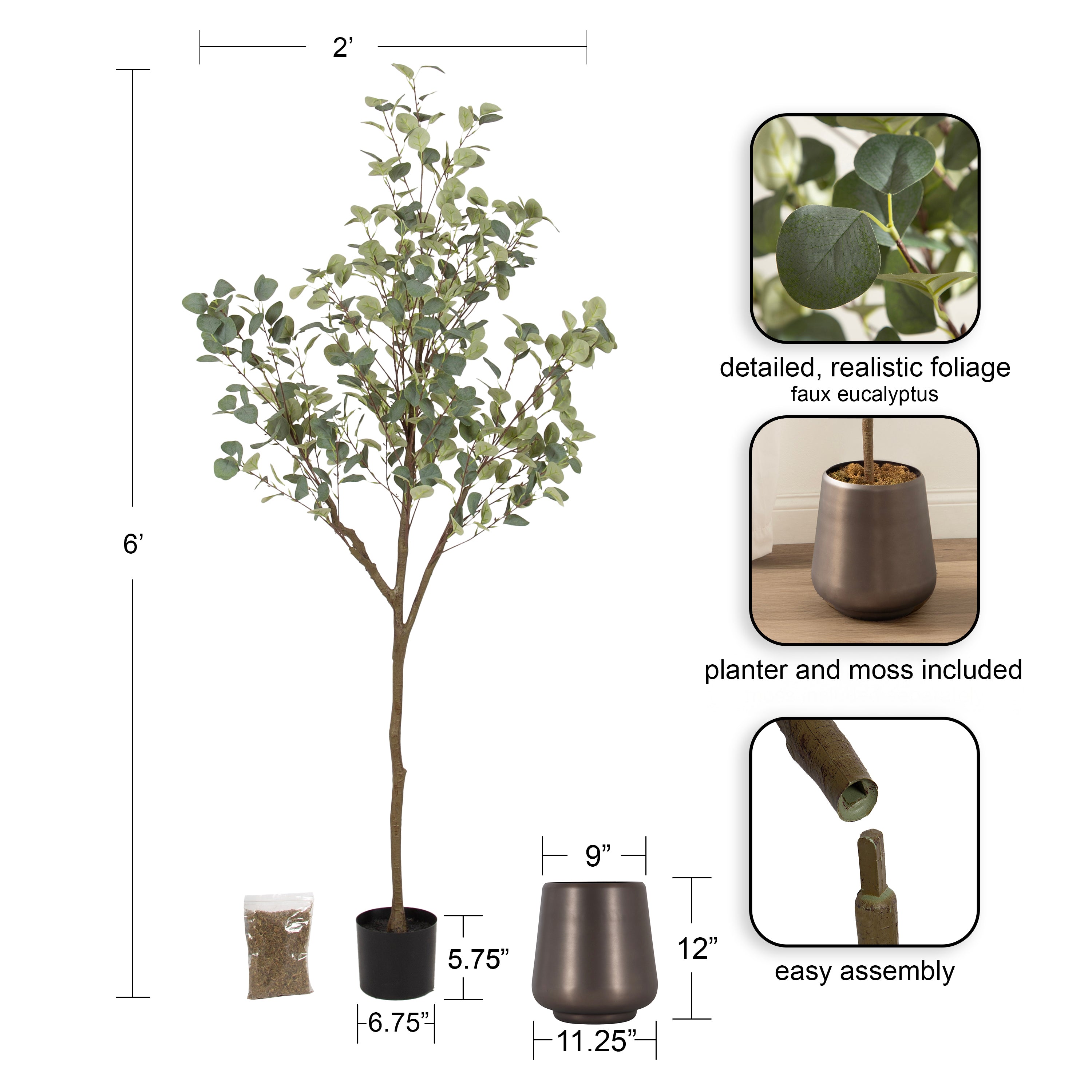 Eudora Faux Eucalyptus Tree - Kate and Laurel