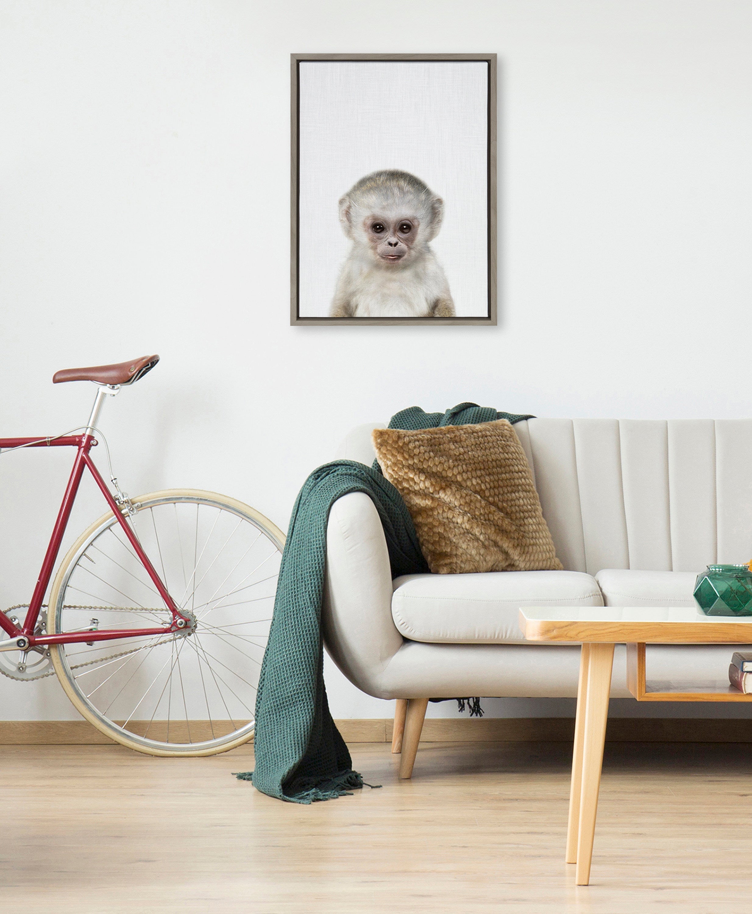 Sylvie Monkey Color Framed Canvas by kateandlaurel - product image 10 for Resin Society