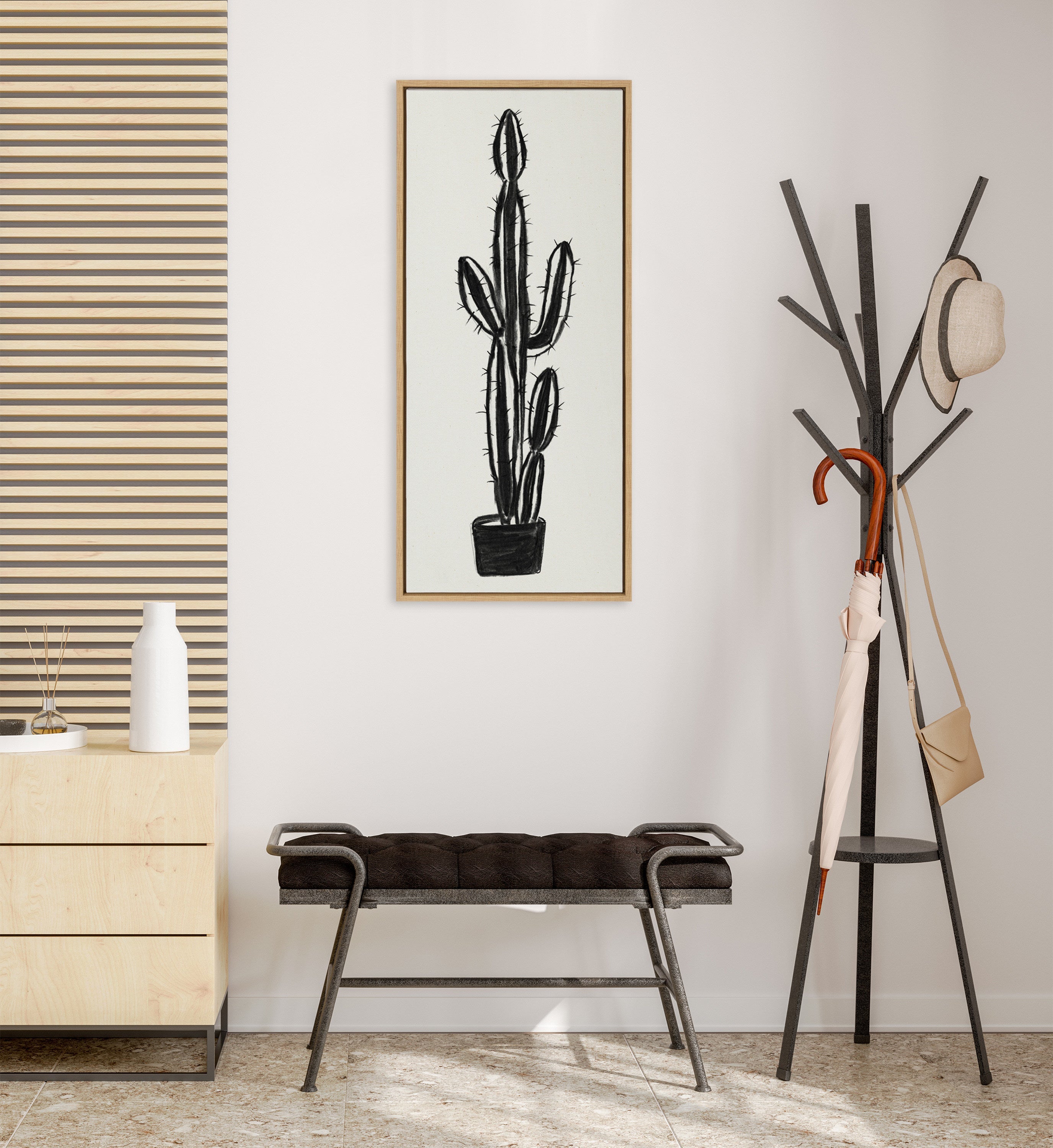 Sylvie 664 Cactus In Pot BW Framed Canvas by kateandlaurel - product image 11 for Resin Society
