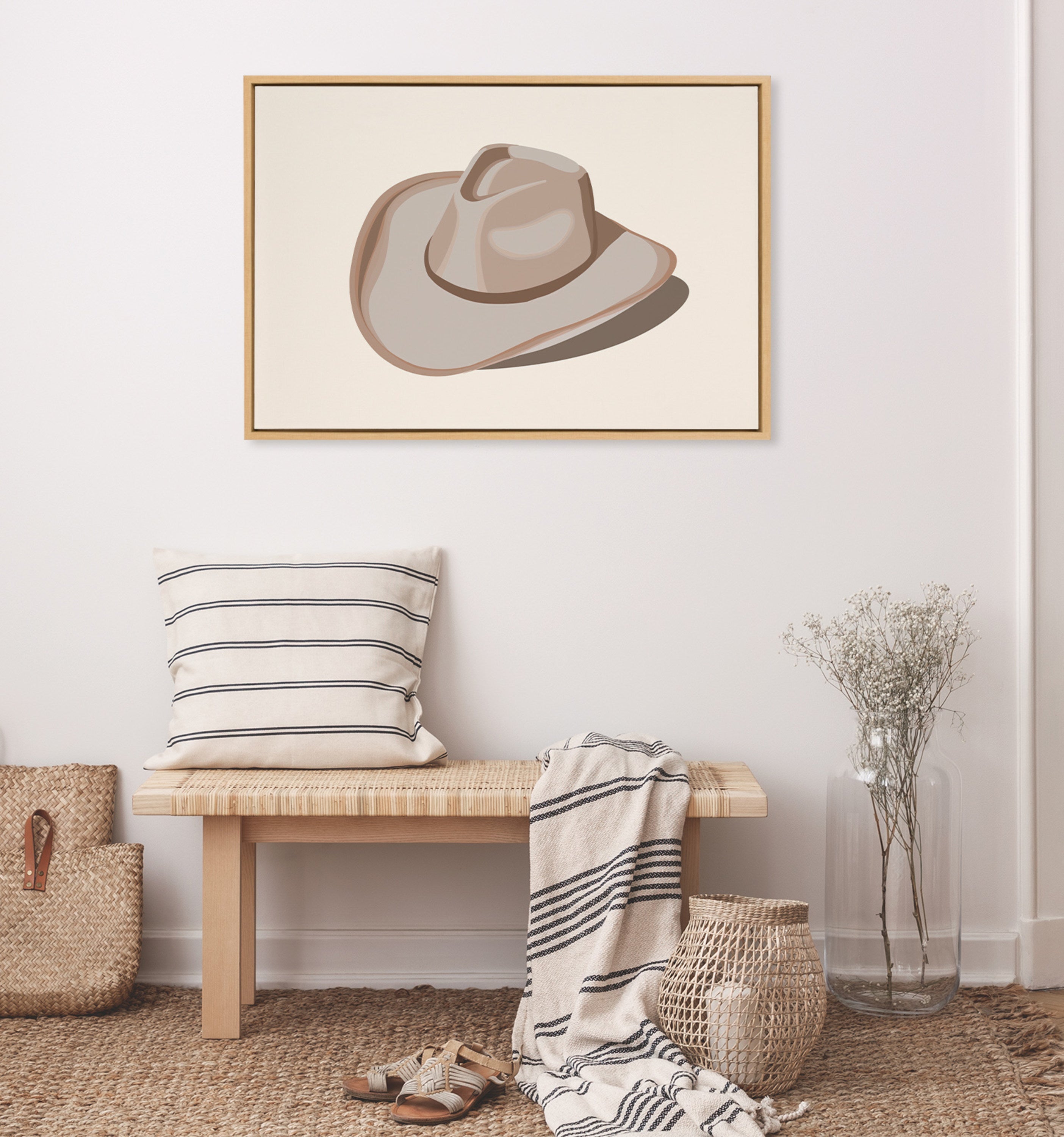 Sylvie Cowgirl Hat Landscape Framed Canvas by Honey Island Studio
