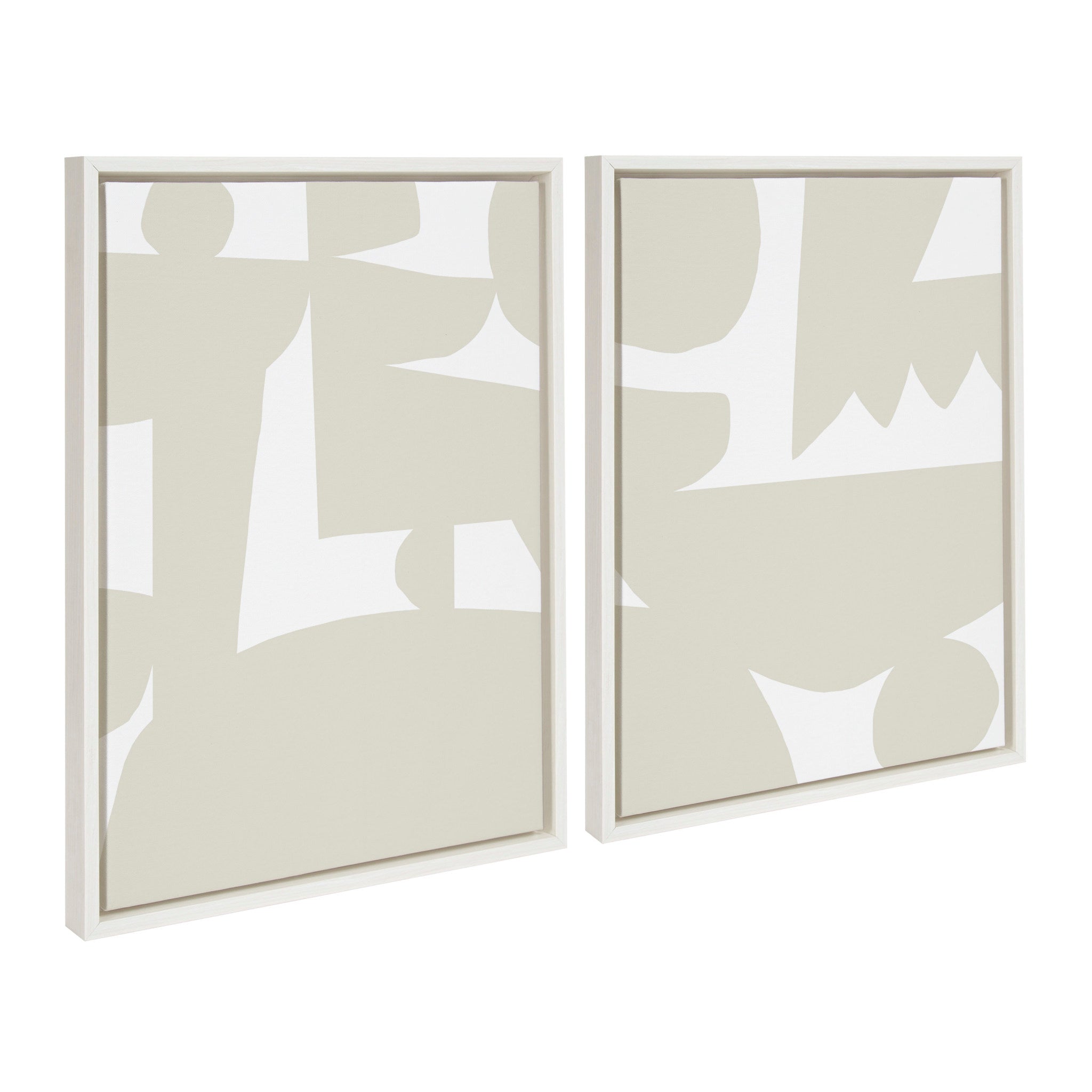 Sylvie Quiet Jungle 1 left and Right Neutral Abstract Framed Canvas by kateandlaurel - product image 2 for Resin Society