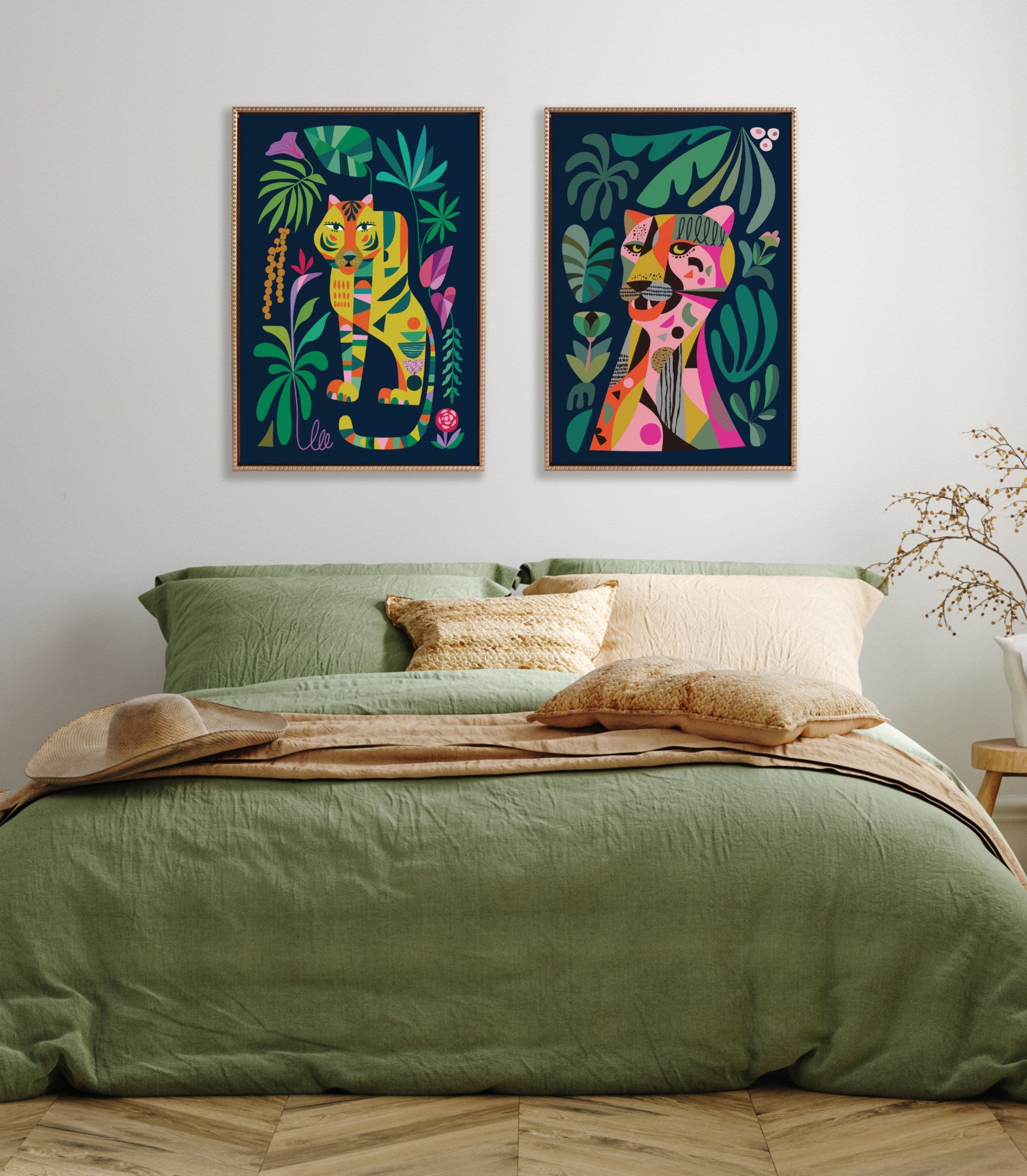 Sylvie Beaded Leopard Framed Canvas by Rachel Lee