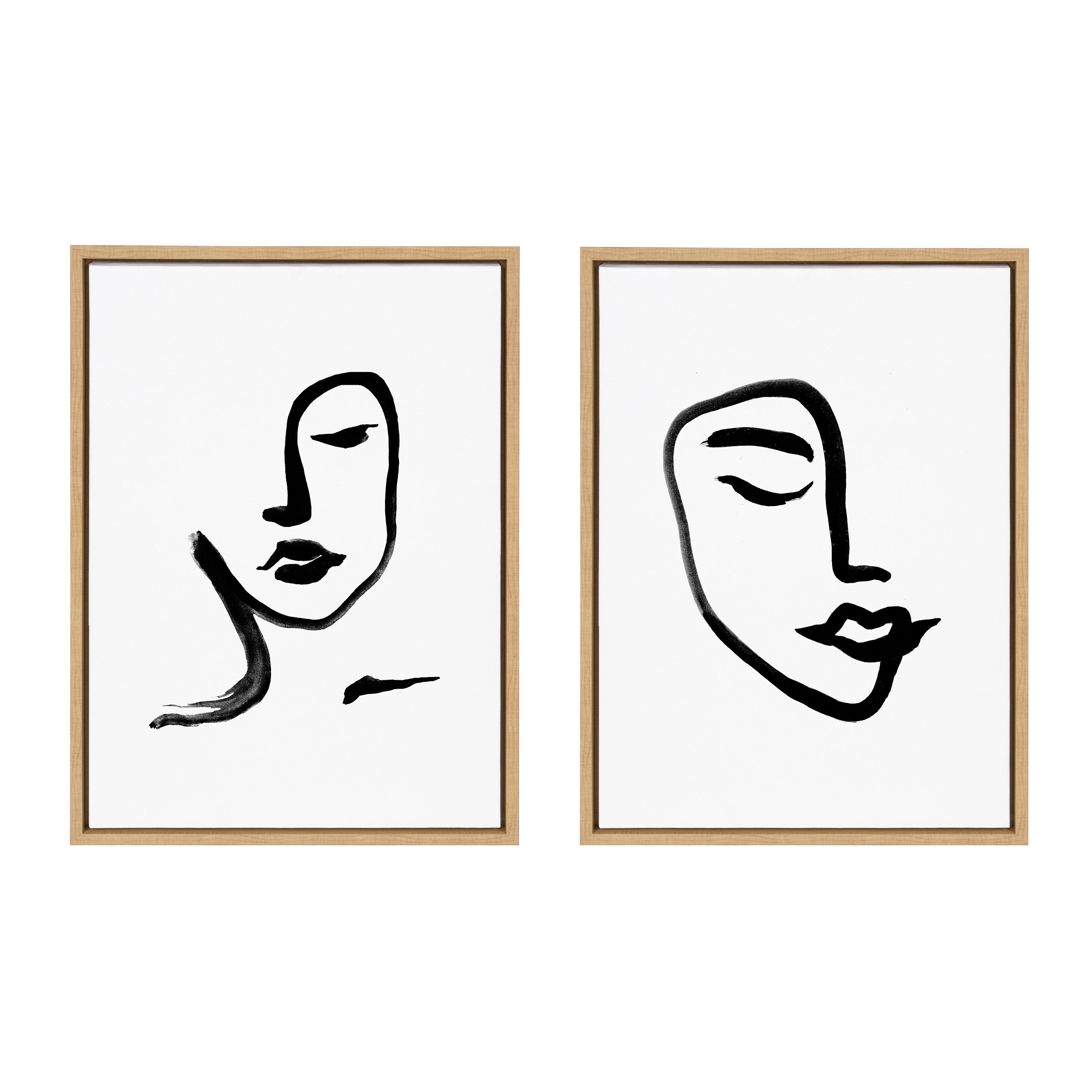 Sylvie Woman Face Art and Face Line Print Framed Canvas Art Set by Viola Kreczmer