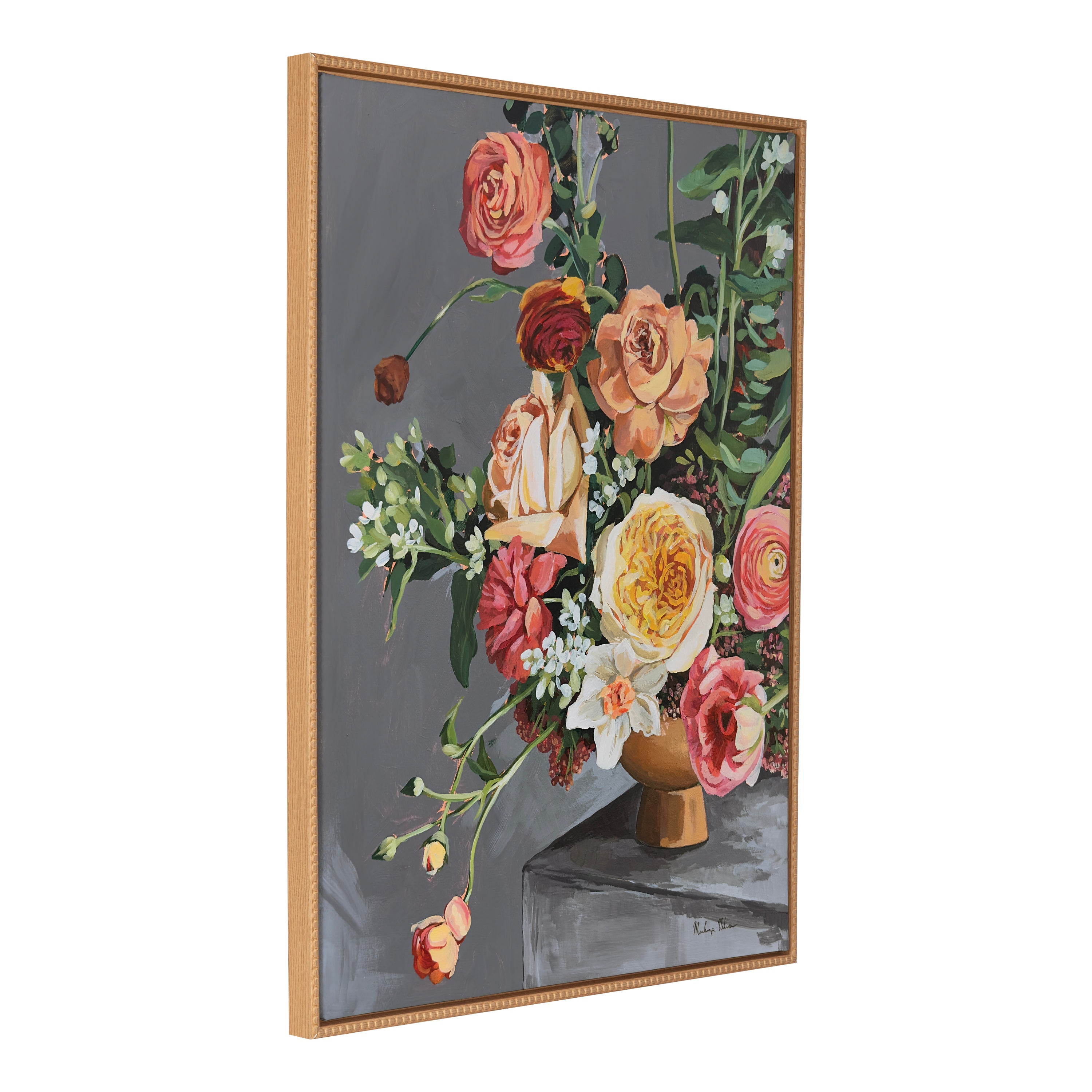 Sylvie Beaded Floral Emergence Framed Canvas by Mackenzie Nelson