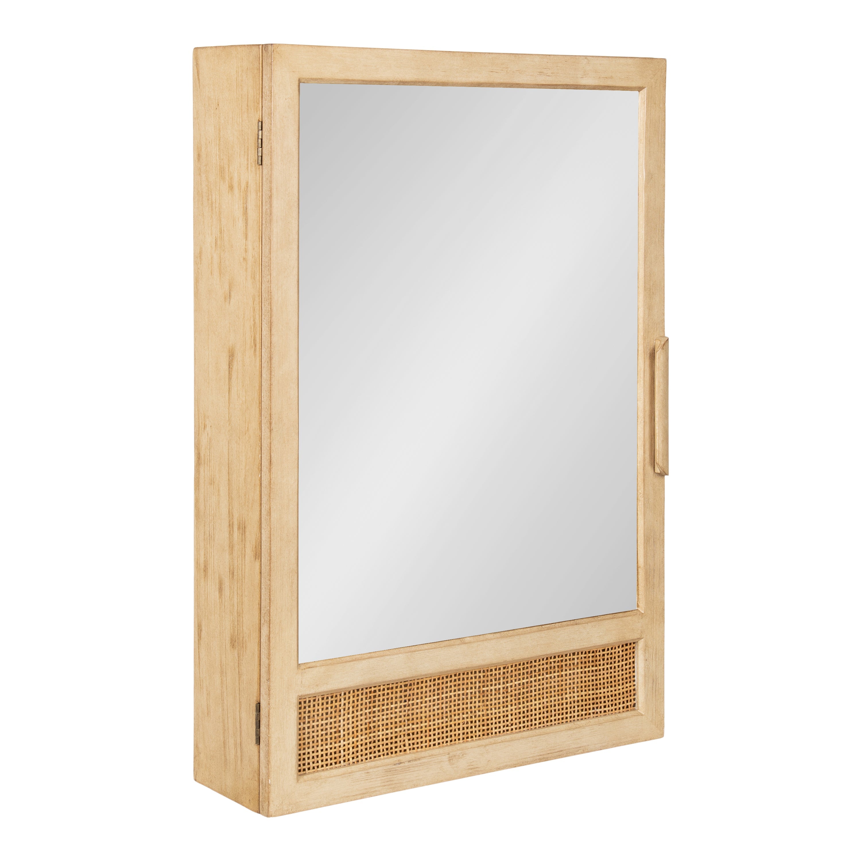 Ori Rattan Mirror Vanity Cabinet with woven rattan panel below mirrored door