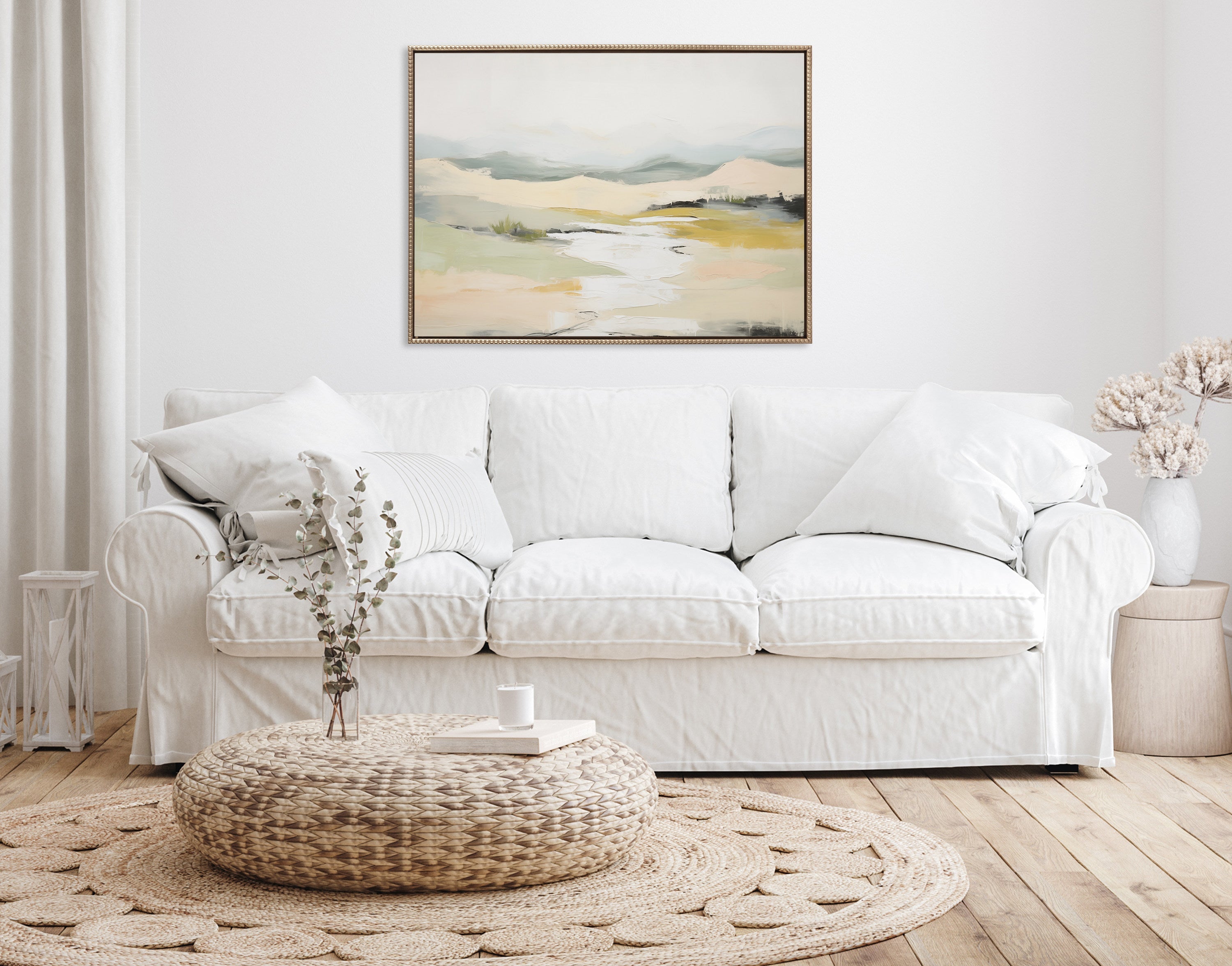 Sylvie Beaded Tranquil Landscape I Framed Canvas by Amy Lighthall