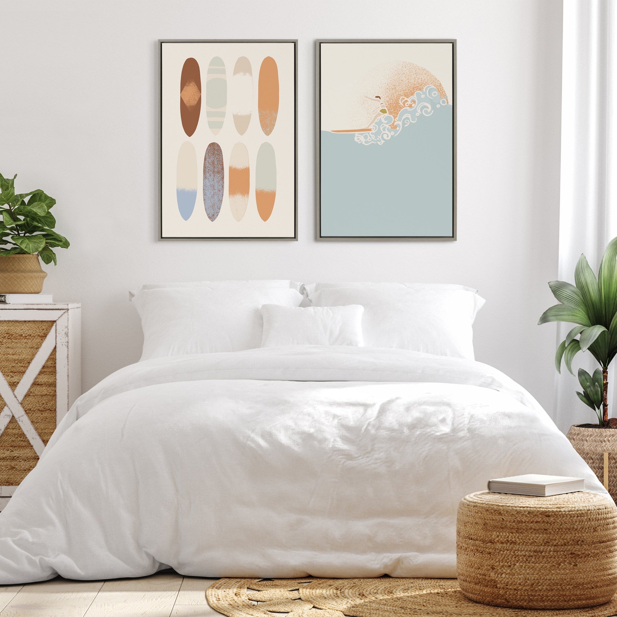 Sylvie Sea Breeze Surfer Girl Framed Canvas by Hannah Beisang by kateandlaurel - product image 8 for Resin Society