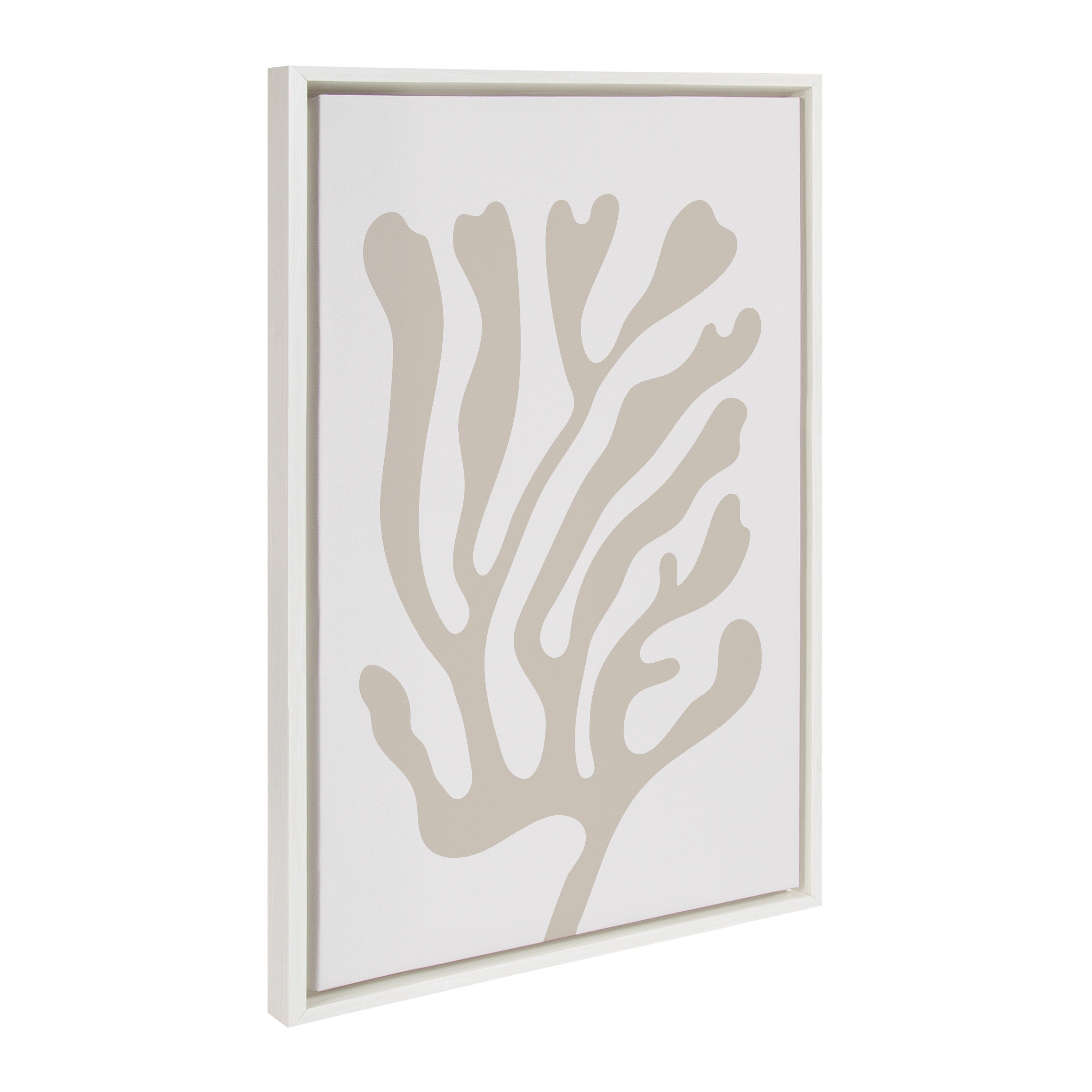 Sylvie Abstract Coral Coastal Beige Framed Canvas by kateandlaurel - main product image for Resin Society