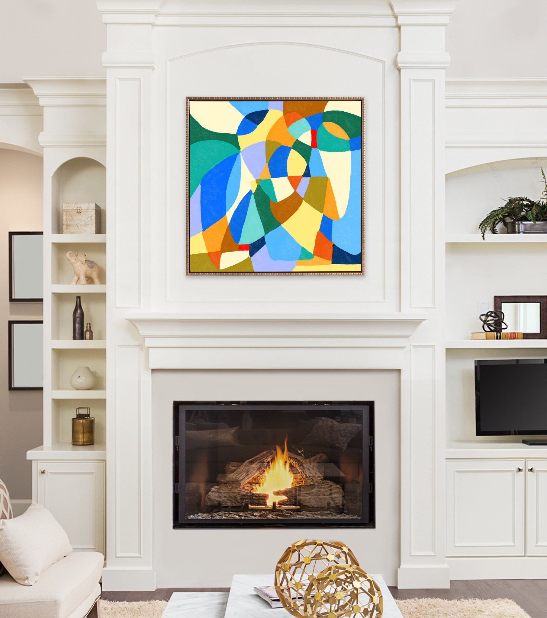 Sylvie Beaded TR Begonia Po Framed Canvas by Teresa Rego