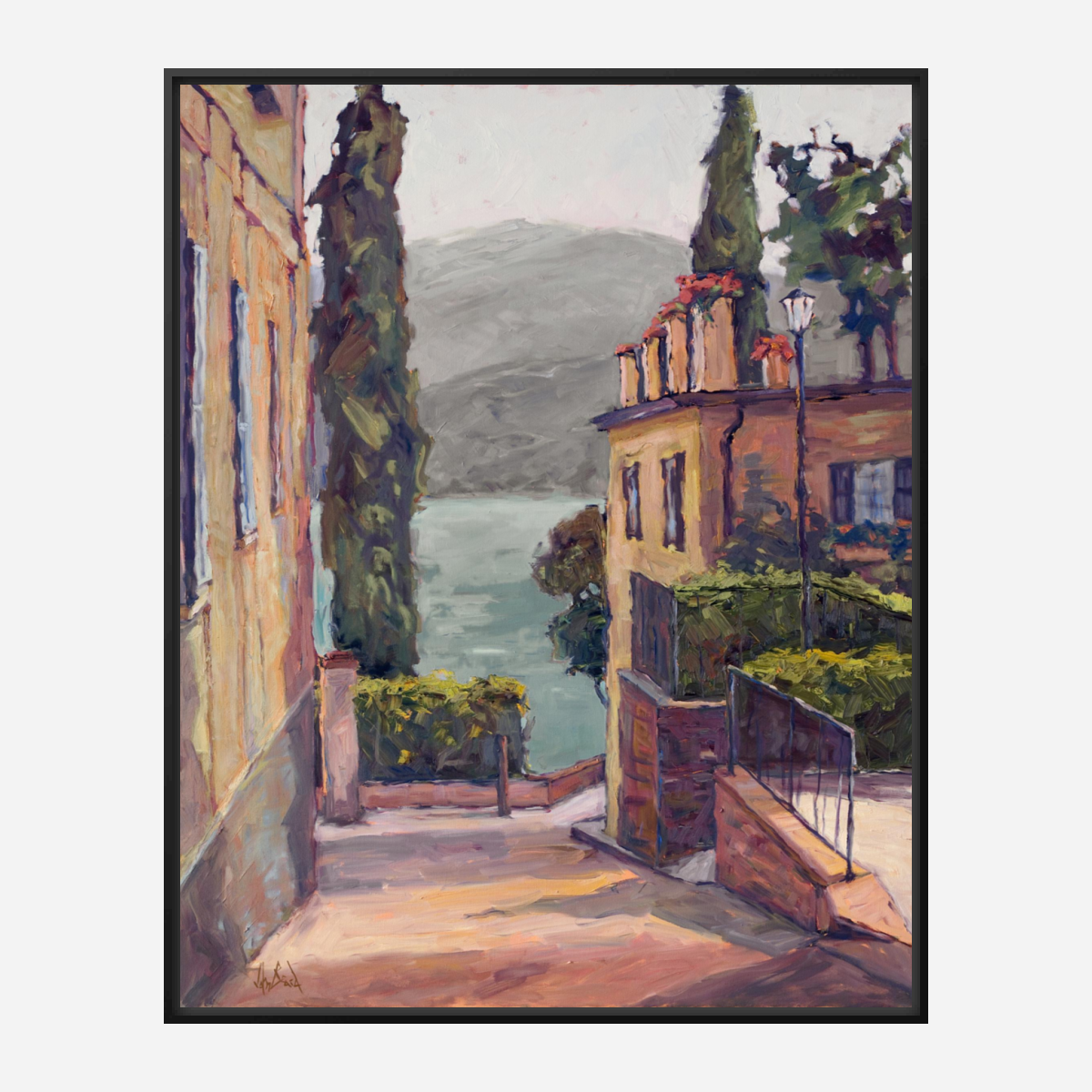 Waterside Villas Artist Enhanced Canvas Print by John Beard Collection - product image 5 for Resin Society