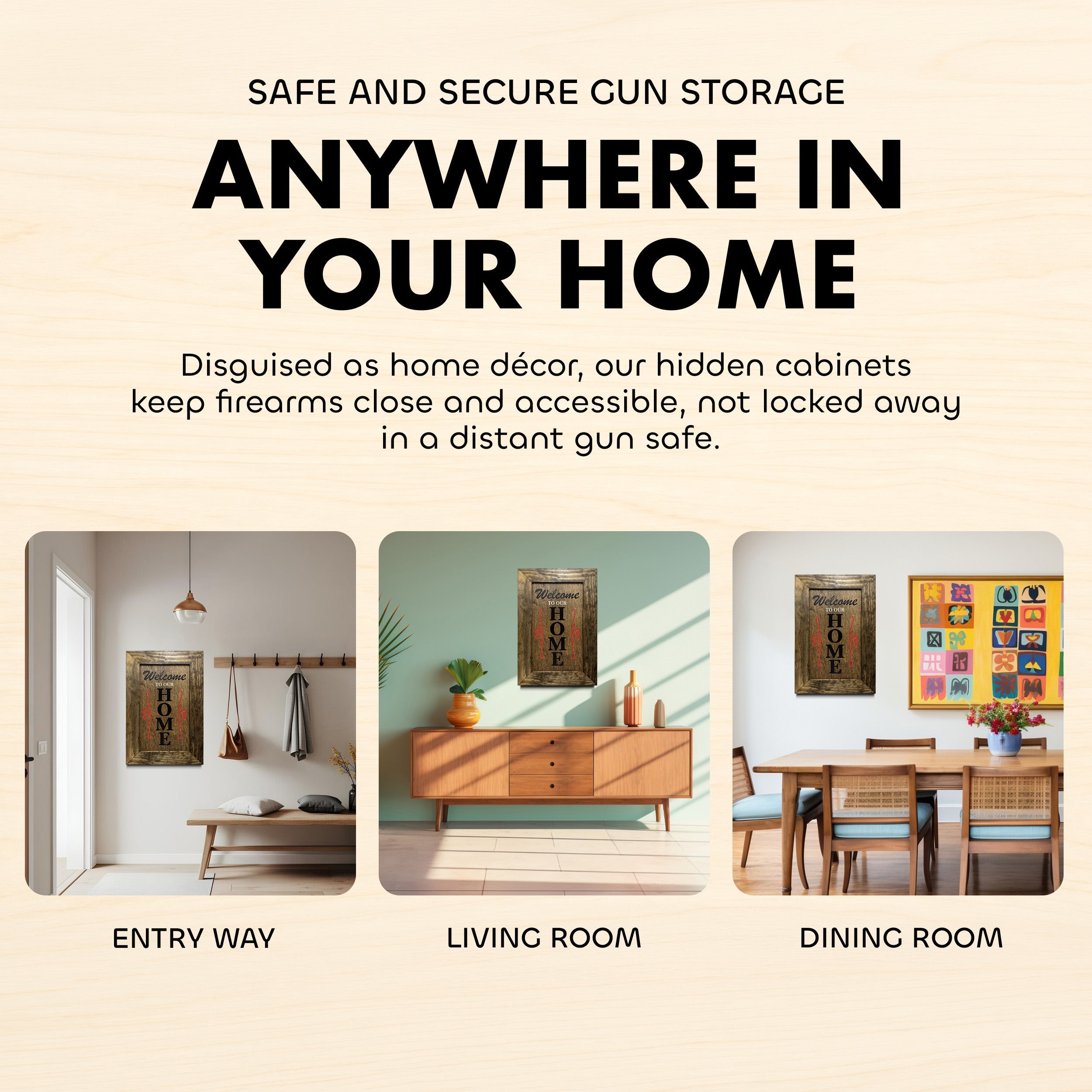 Hidden Gun Storage Cabinet Welcome to Our Home by Bellewood Designs - product image 2 for Resin Society
