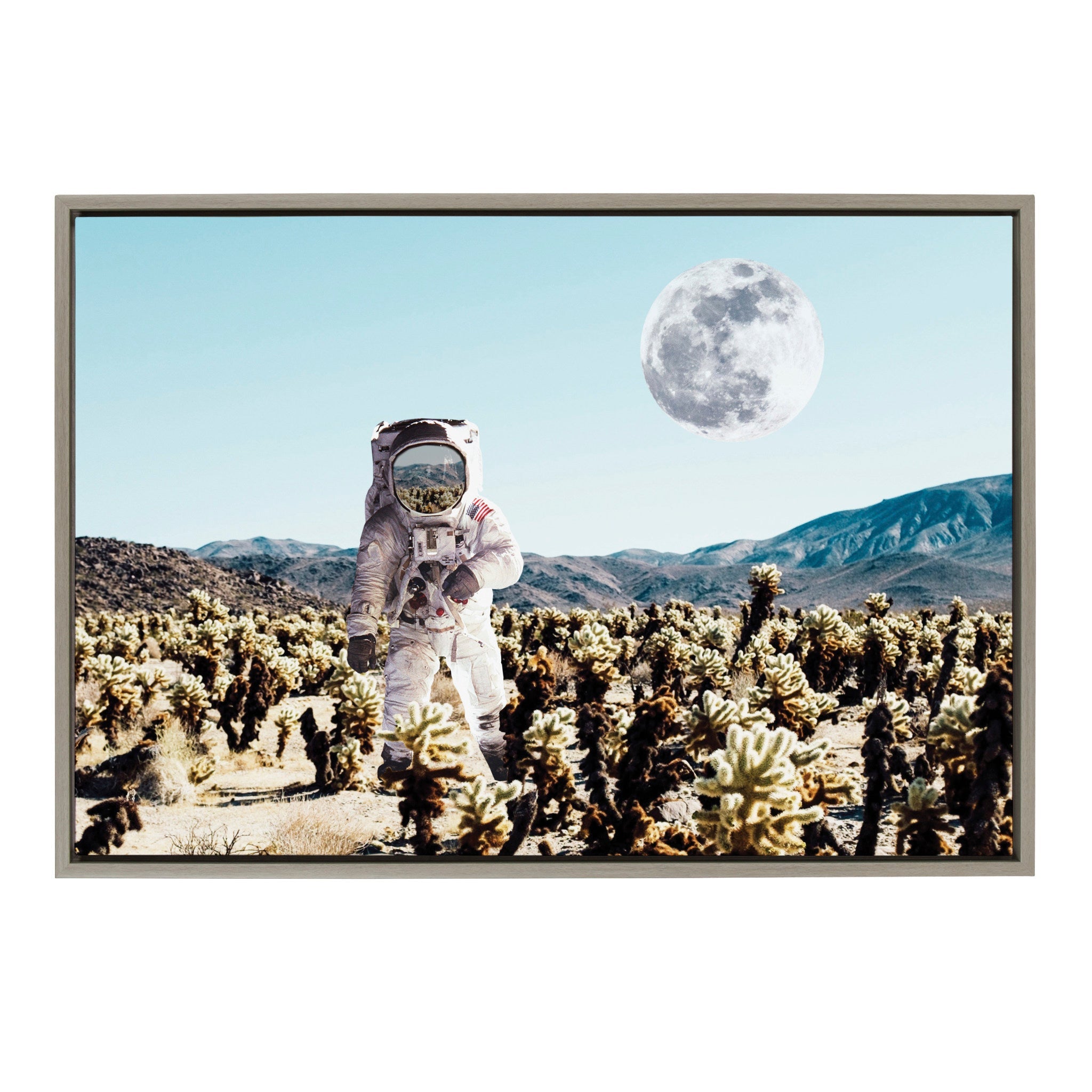 Sylvie Astronaut Planet Desert Moon Framed Canvas by July Art Prints