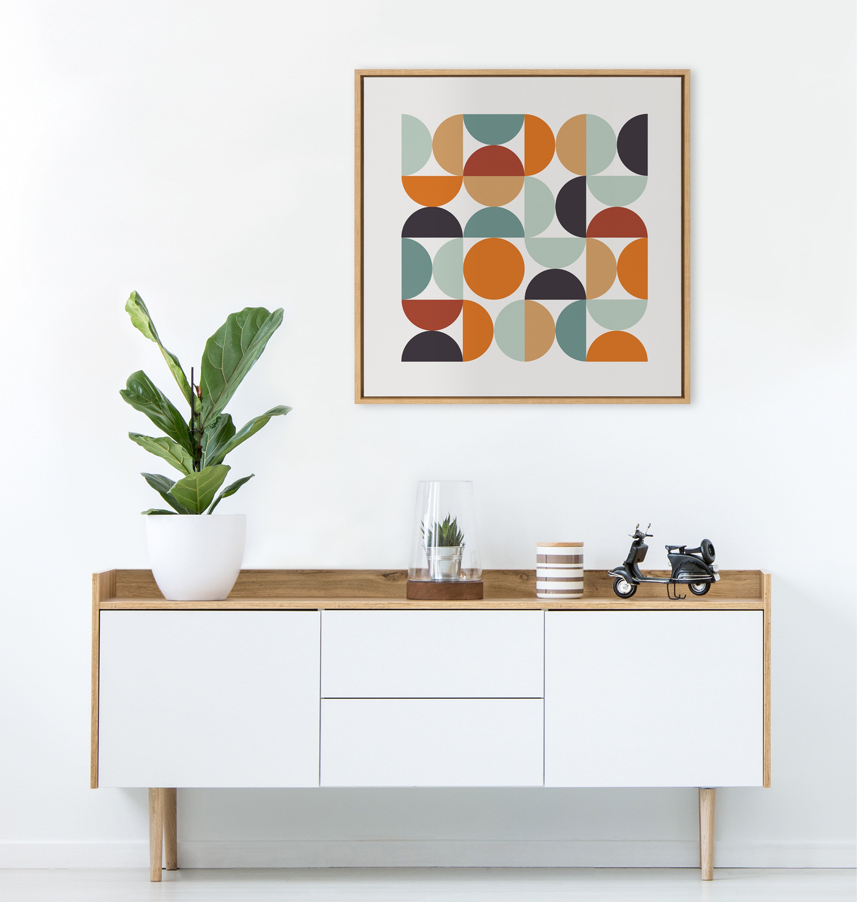 Sylvie Circles and Curves Retro Color Framed Canvas by kateandlaurel - product image 4 for Resin Society