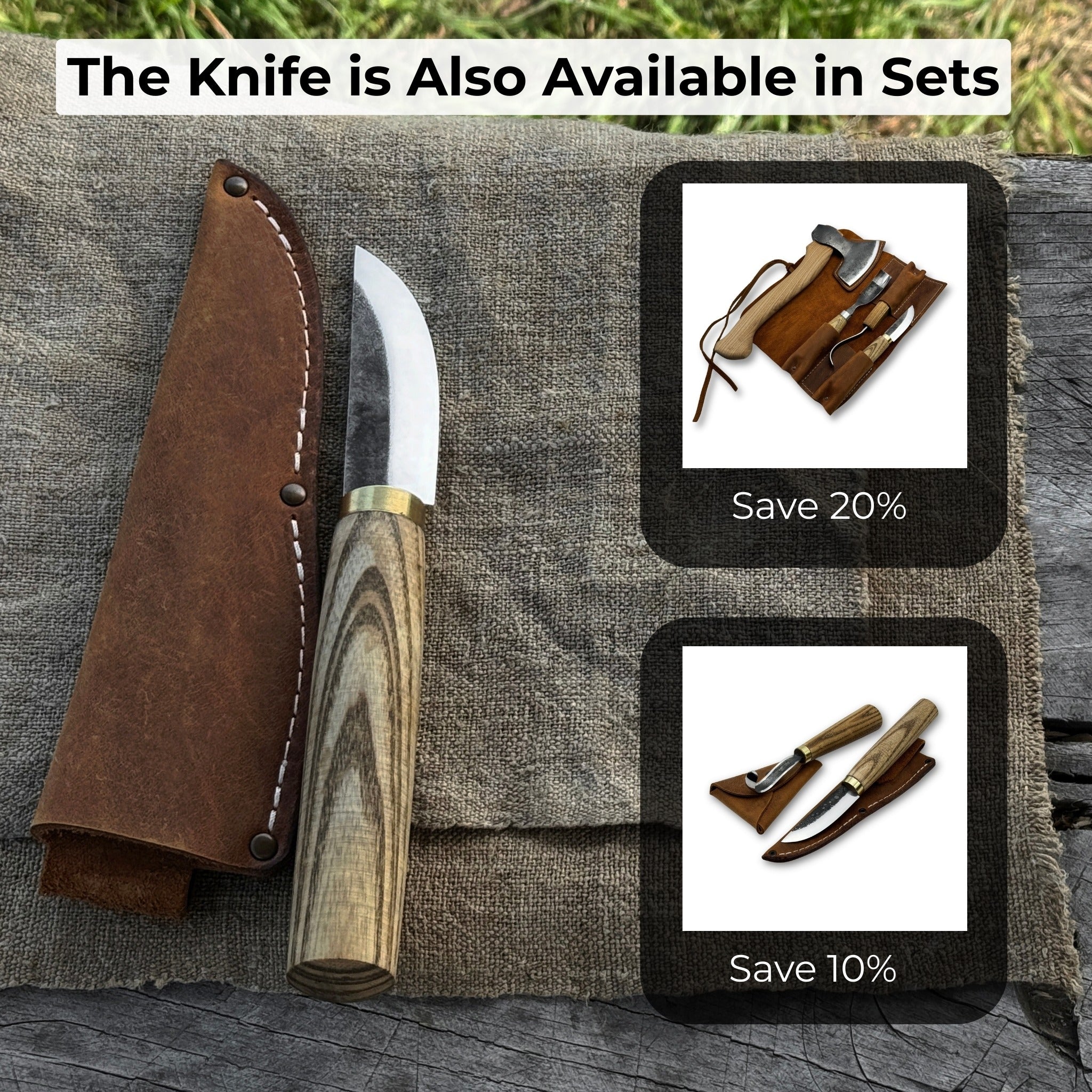 Whittling Sloyd Knife with 7.5 cm carbon steel blade and leather sheath by Sharky Forged Steel Tools