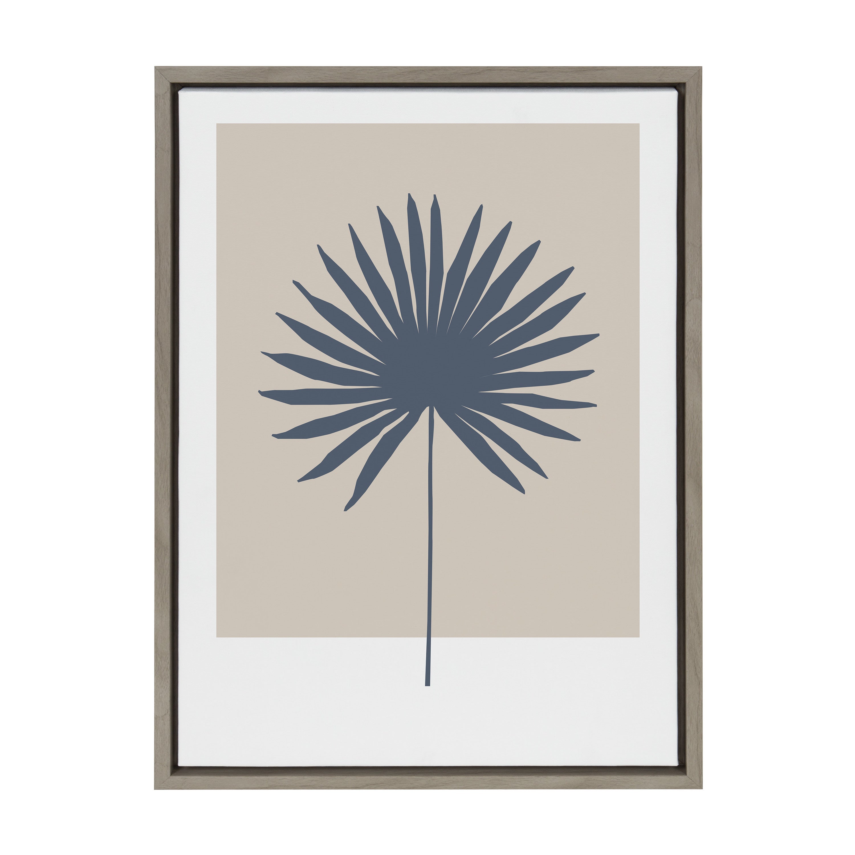 Sylvie Muted Tan and Blue Colorblock Botanical Palm Framed Canvas by kateandlaurel - product image 14 for Resin Society