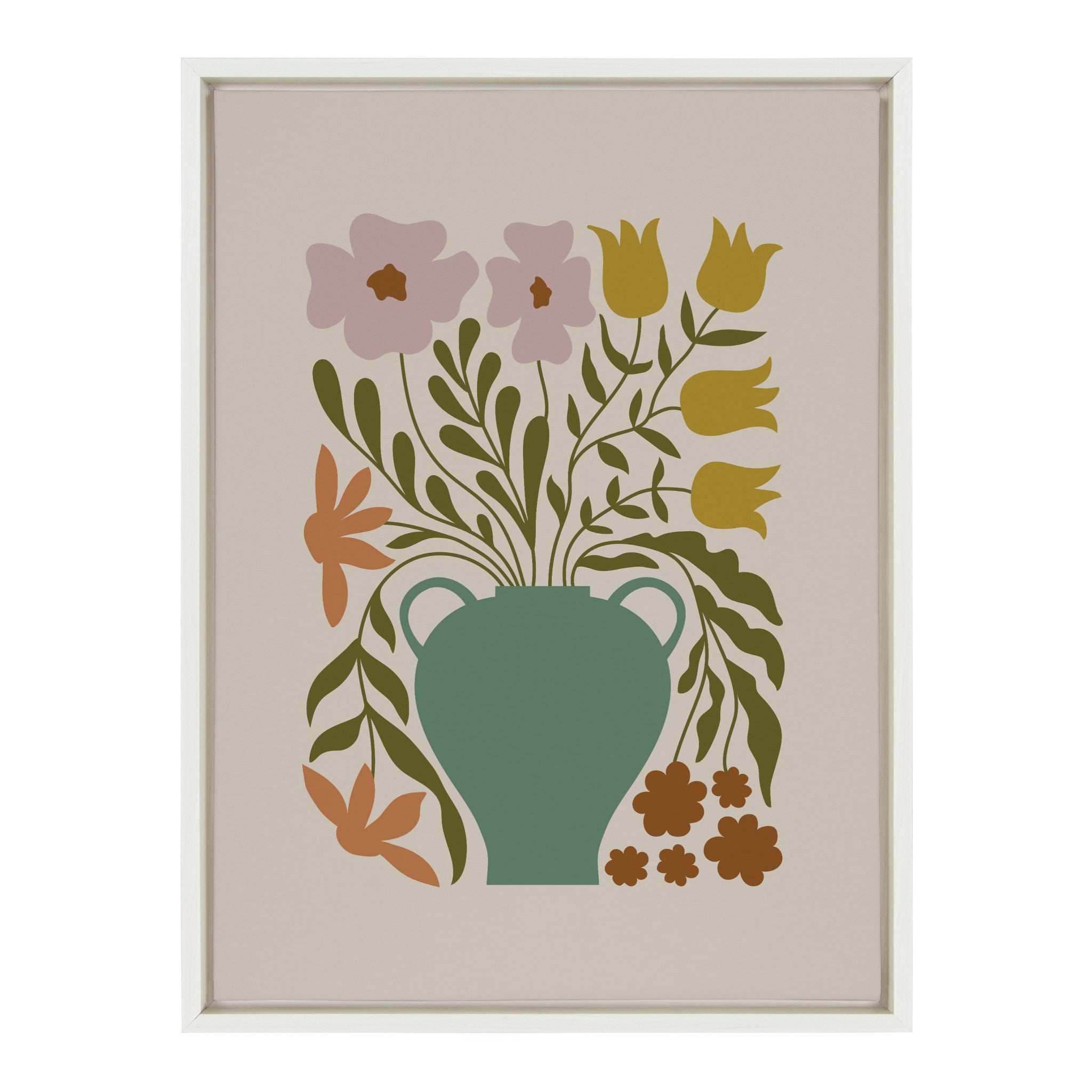 Sylvie Colorful Abstract Retro Floral Multicolored Framed Canvas by kateandlaurel - product image 2 for Resin Society